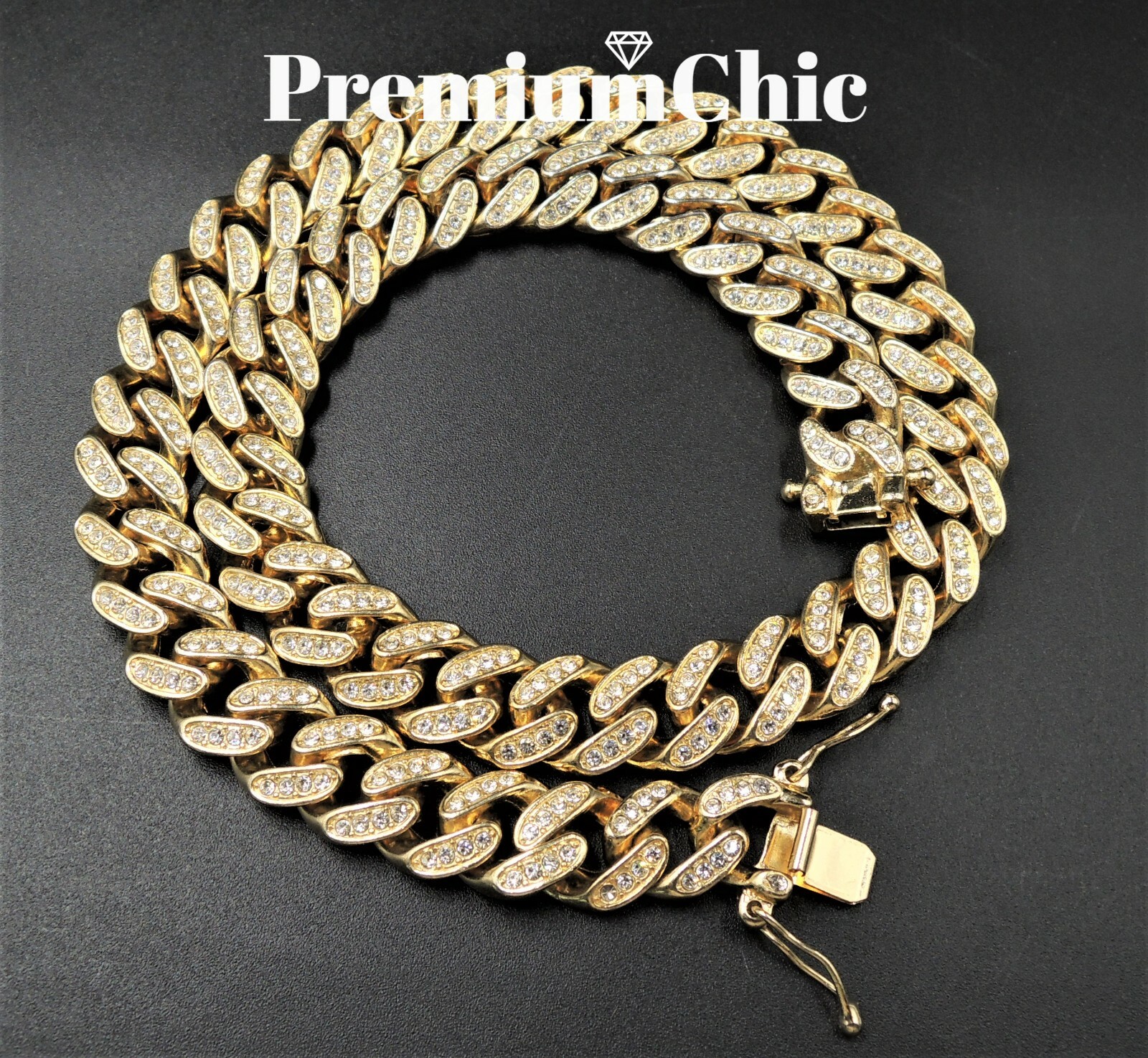 16″ or 18″ Miami Cuban Link Choker Necklace ICED Mens Plated Hip Hop CZ Jewelry
