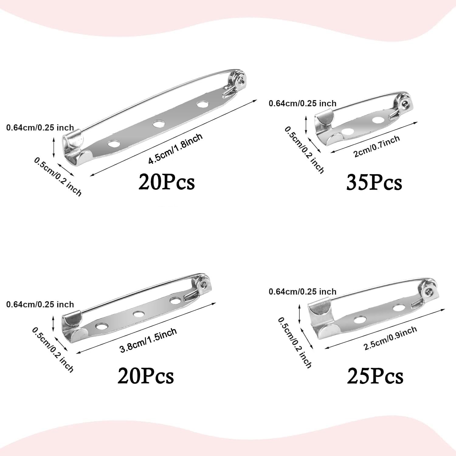 100pc Silver Brooch Pin Backs Bar Pins Clasp Safety Jewelry Making Badge Craft 4