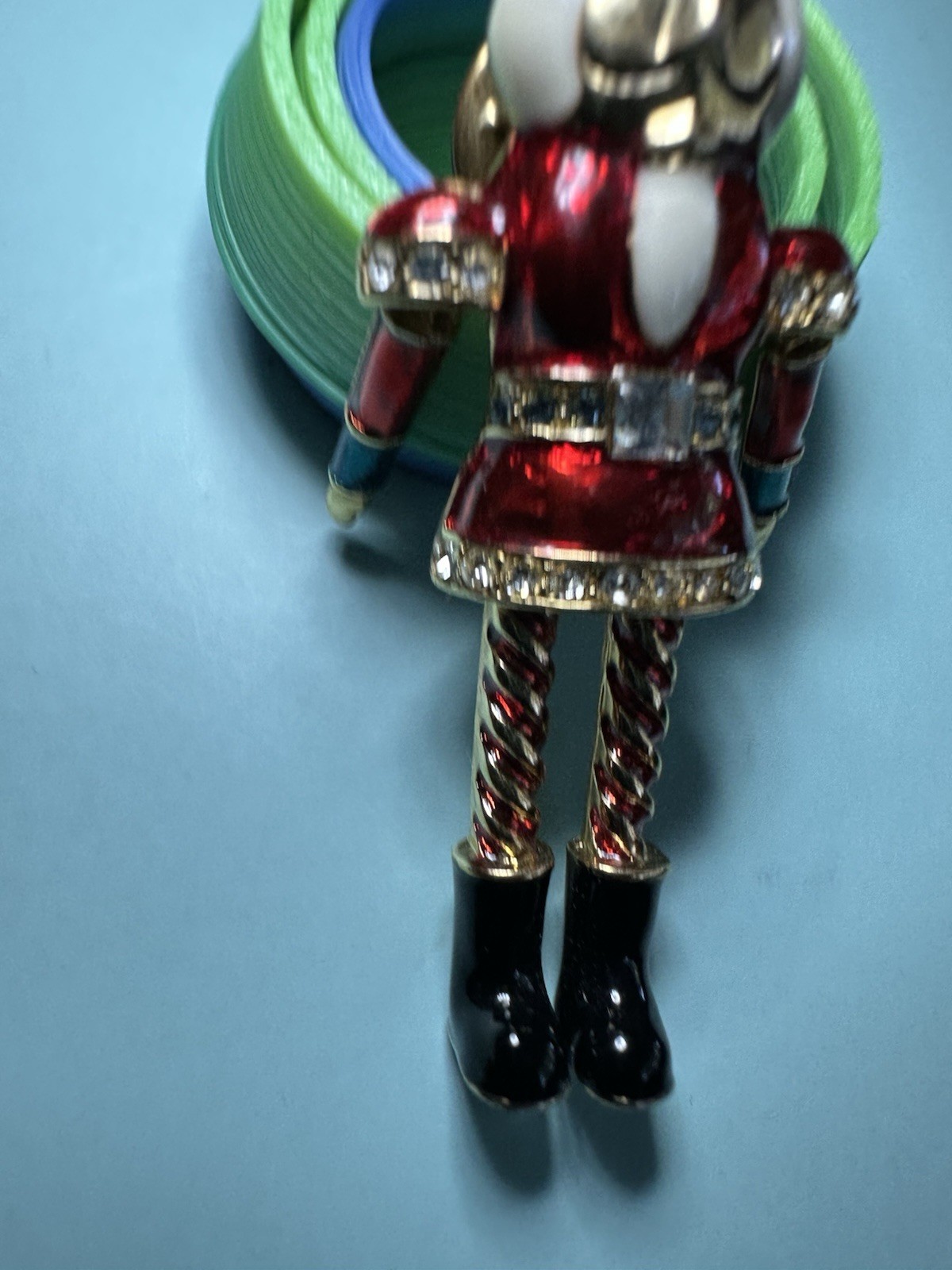 Vintage Avon Articulated Brooch Pin Nutcracker Toy Soldier Rhinestone Enamel