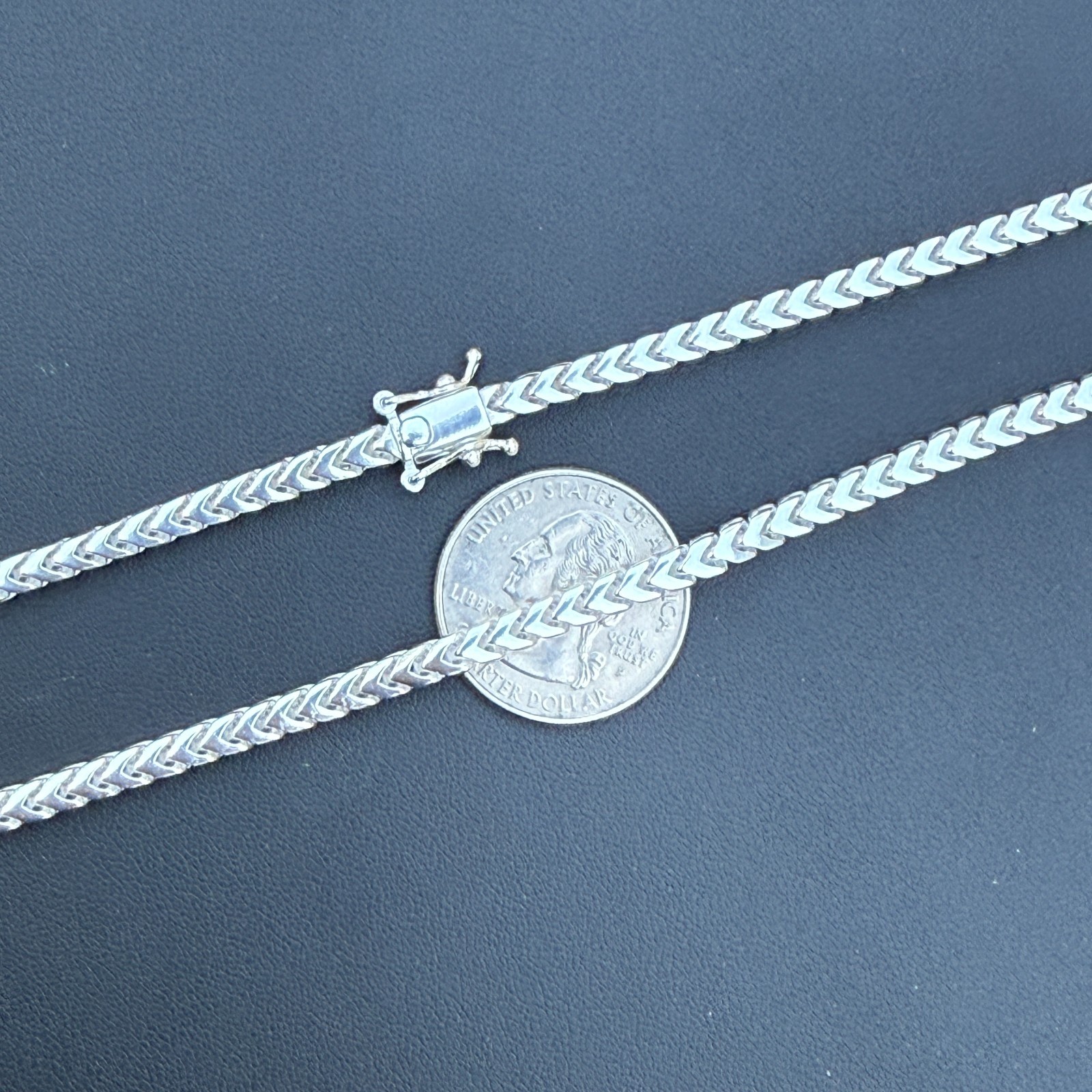 4mm Box Franco Chain Necklace – Solid 925 Sterling Silver Or Oxidized Rhodium