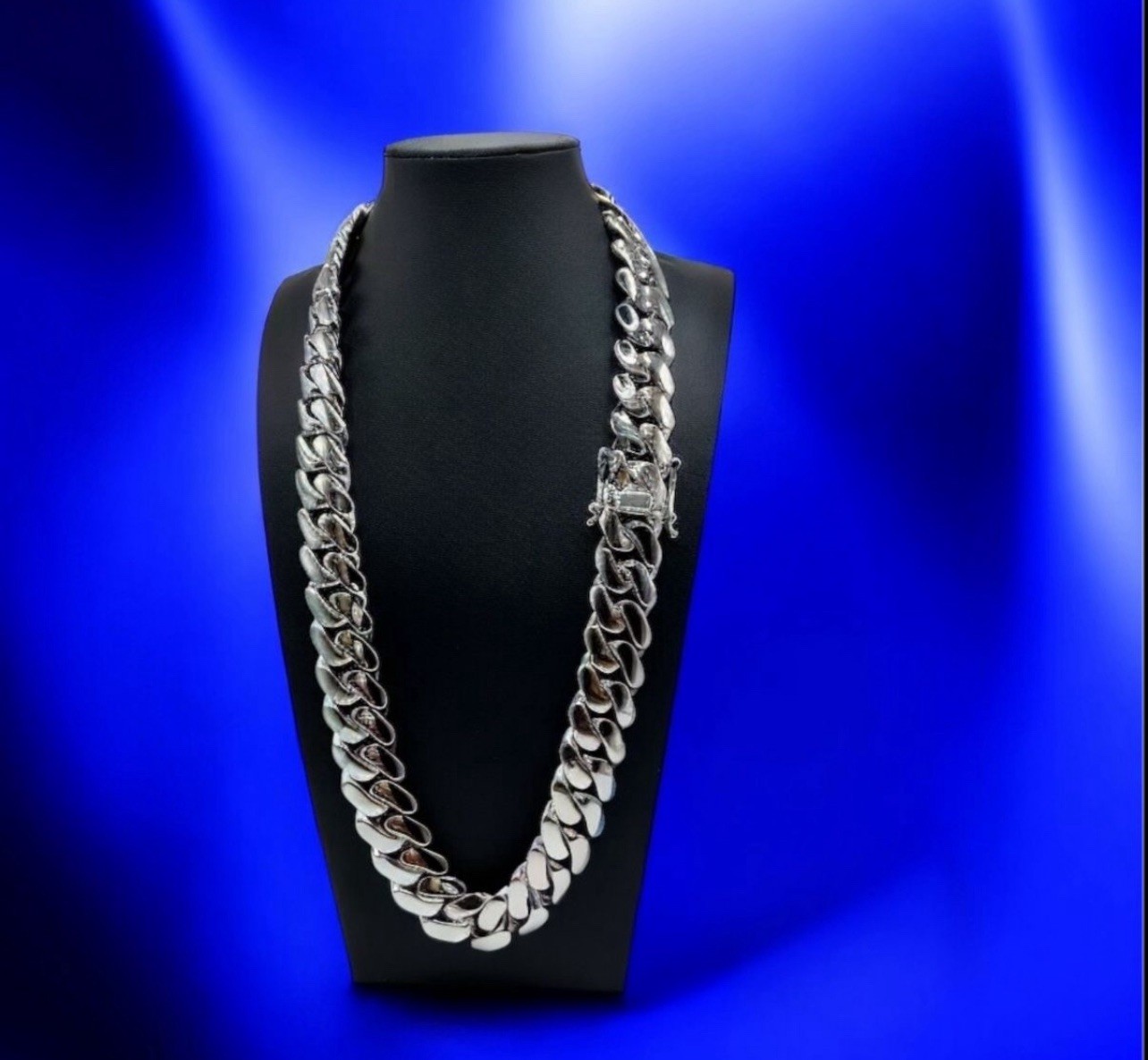 👑14K Stamped White Gold Plated Miami Cuban Chain Only Heavy Premium Quality 👑