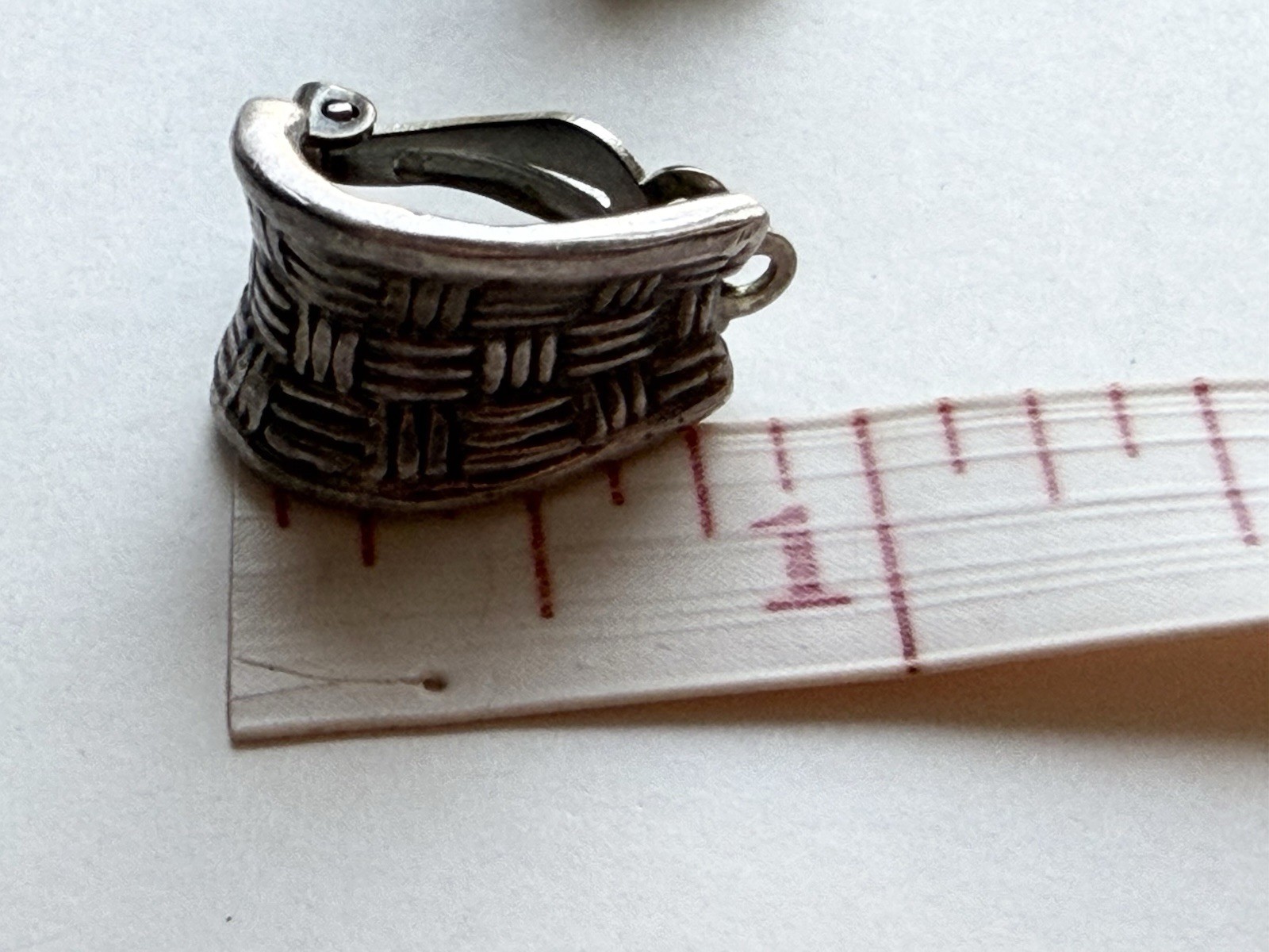 925 Sterling Silver Clip-On Huggie Earrings, Basket Weave Design, No Stone