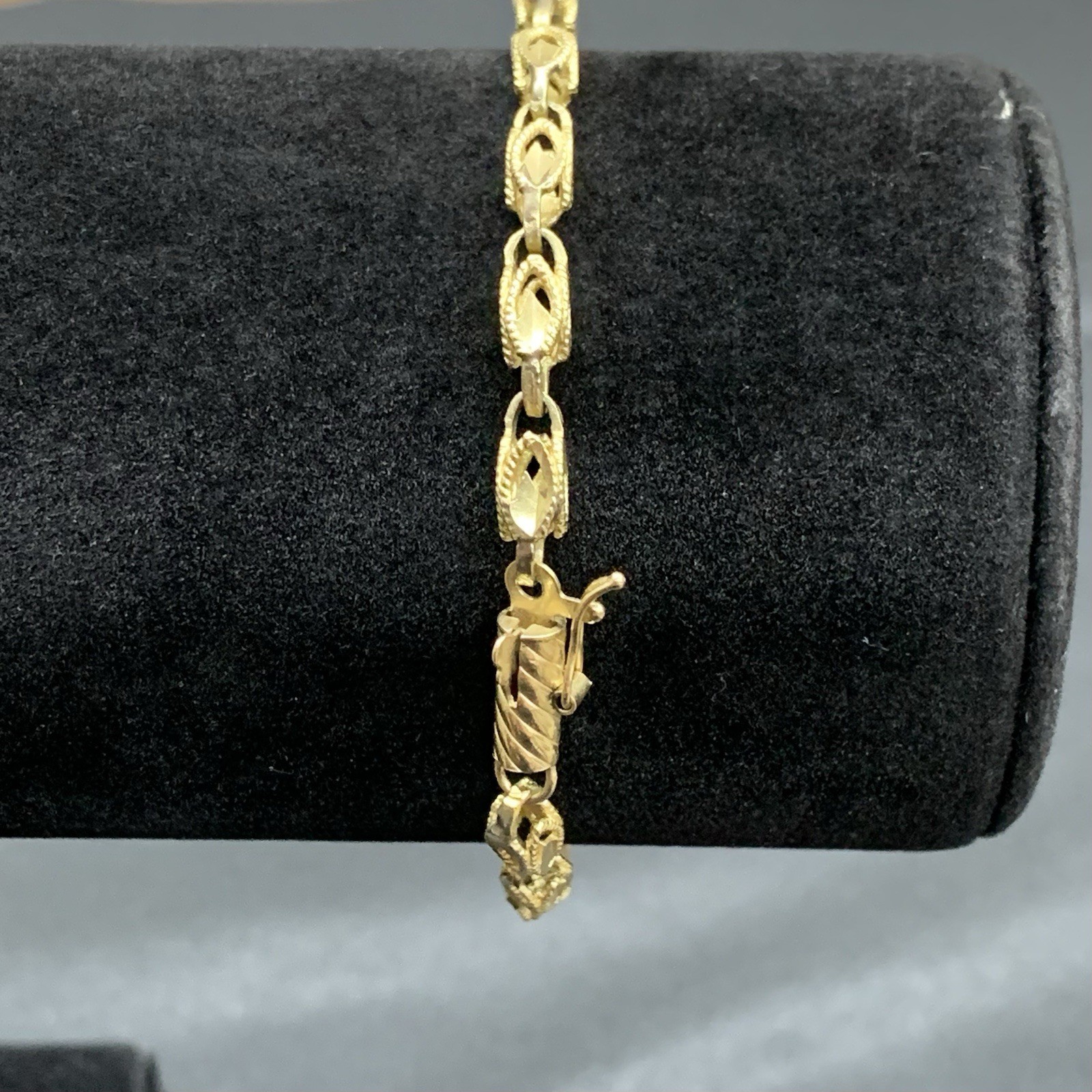 10k Yellow Gold Turkish Link Diamond Cut Rope Bracelet 4mm 7” 6.5g