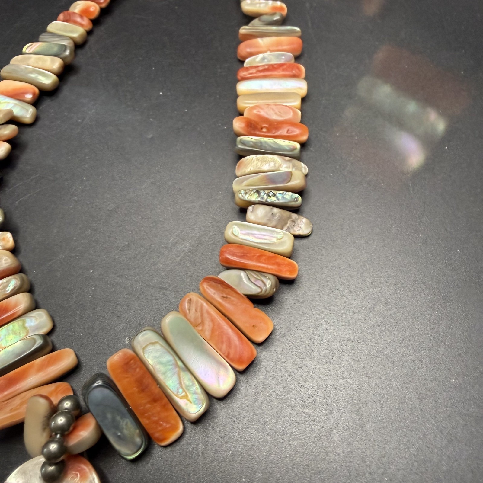 Silpada Red Abalone Shell Necklace 925 Sterling Silver Reversible Pendant N1046