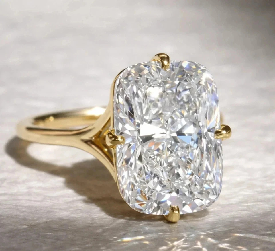 1.50 Ct Cushion Cut Natural Diamond Solitaire Wedding Ring 14K Yellow Gold 6.5 7