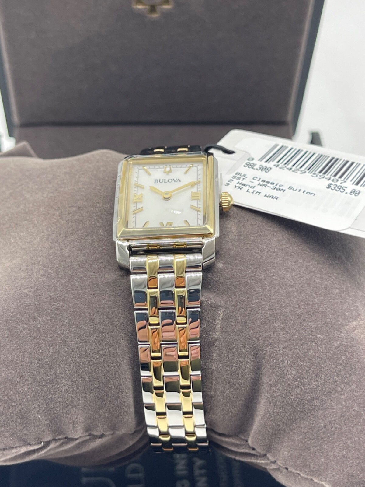 $395 Bulova Sutton Ladies Two-Tone Stainless Steel Watch 98L308 Dial SS Bracelet