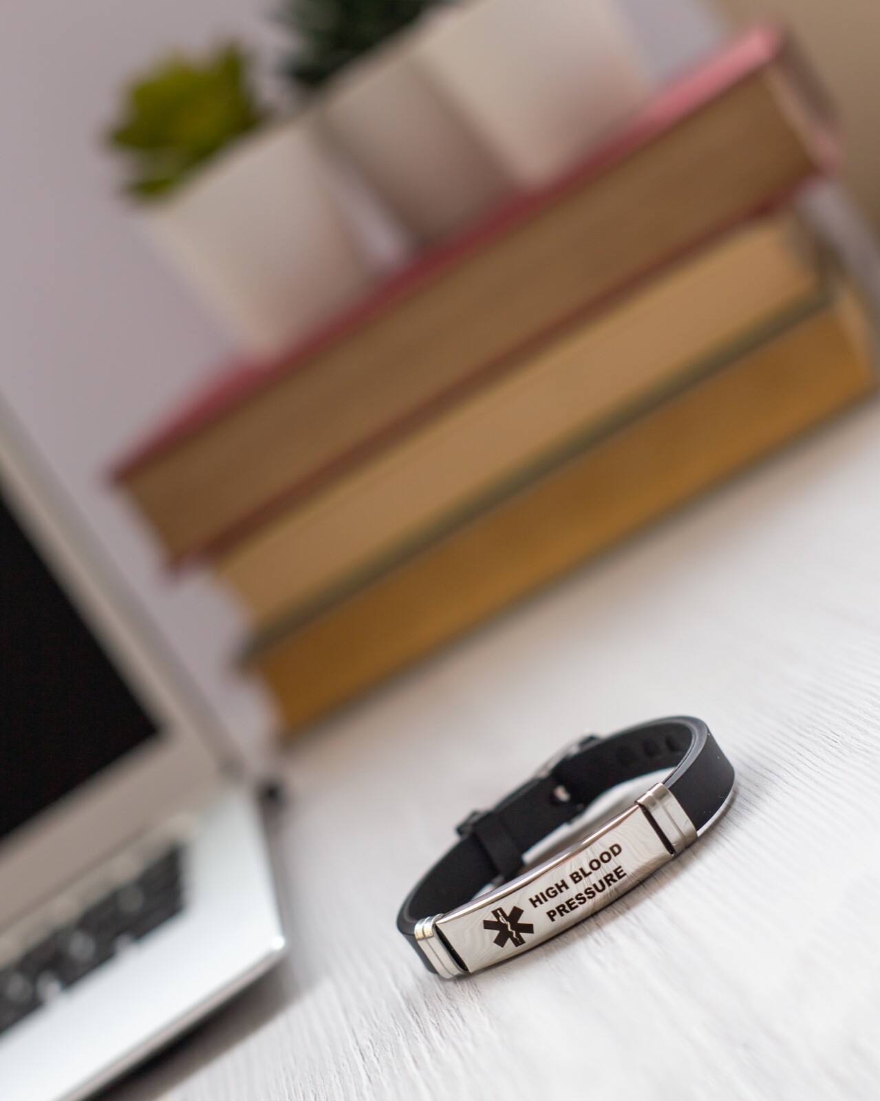 High Blood Pressure Medical Alert Bracelet Stainless Steel Adjustable Engraved