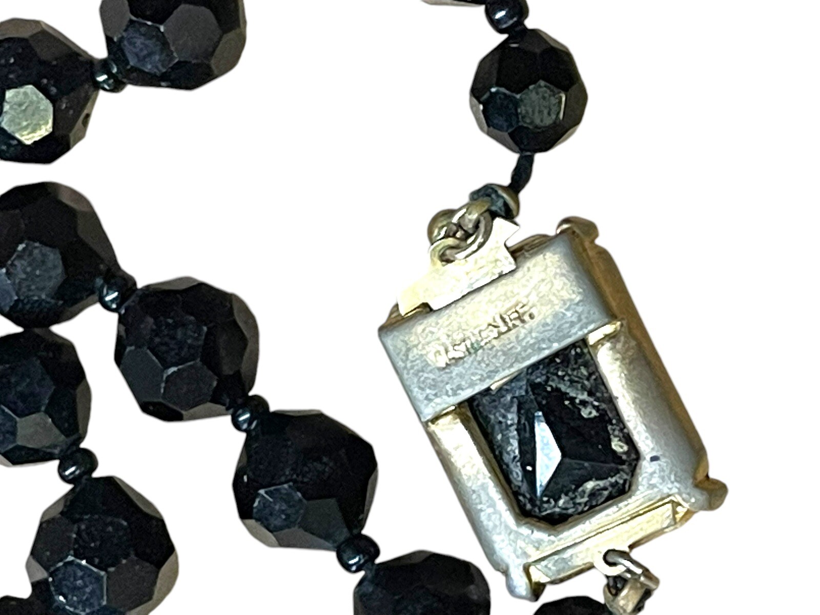 Vintage Castlecliff Black Crystal Glass French Jet Necklace Choker