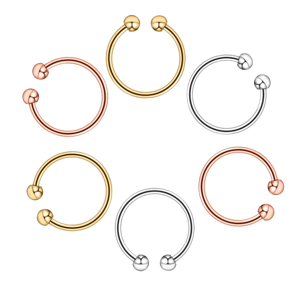 6Pcs 20G Horseshoe Septum Earrings Tragus Lip Nose Eyebrow Body Piercing Ring