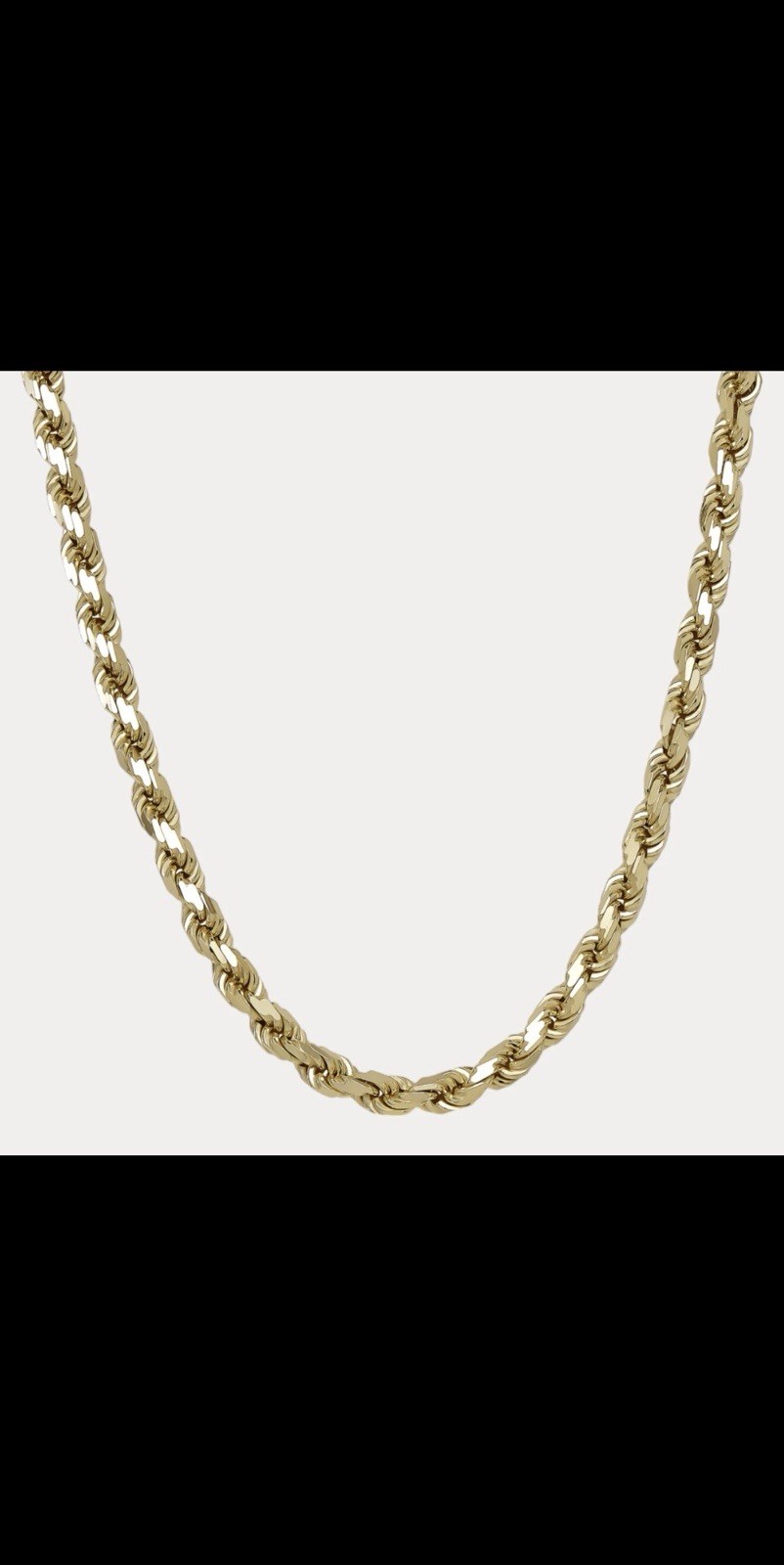 14K, 8mm Solid Vermeil Gold DC Rope Chain Necklace 24in – Lobster Clasp