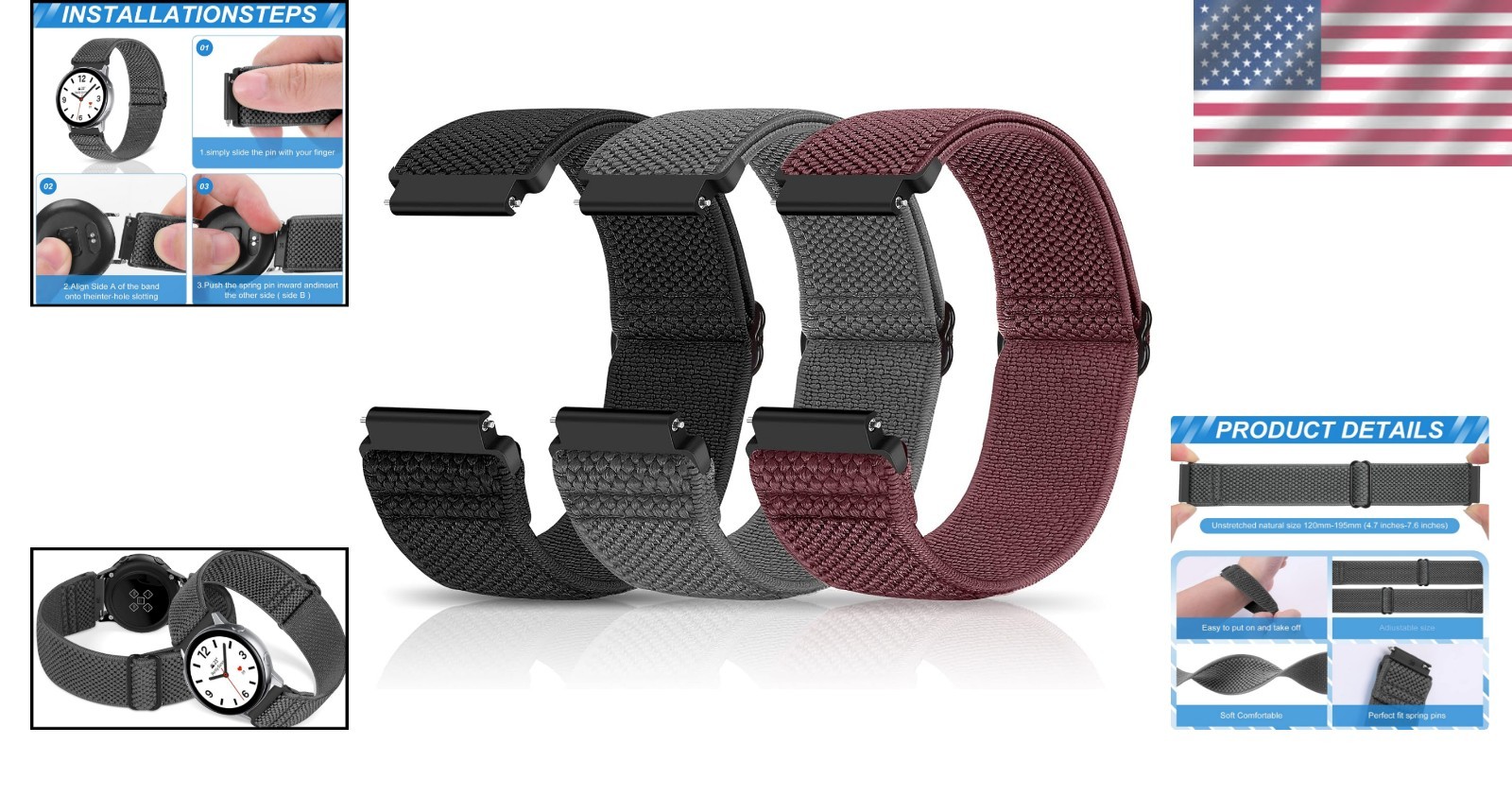 Nylon Elastic Watch Straps 16mm-24mm | Adjustable & Easy to Install