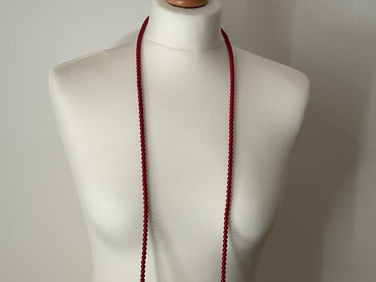 Long Dark Red/Burgundy Beaded Necklace
