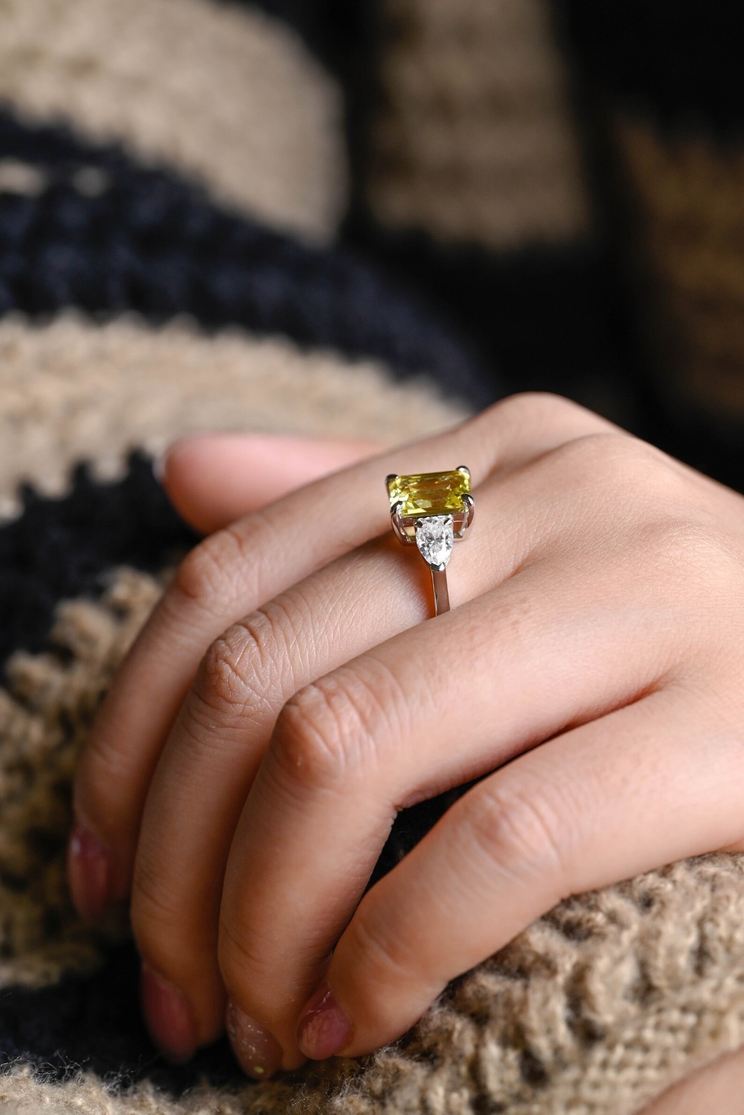 2.50 Ct Emerald Cut Yellow Sapphire Diamond Wedding Ring 14K Solid White Gold 5