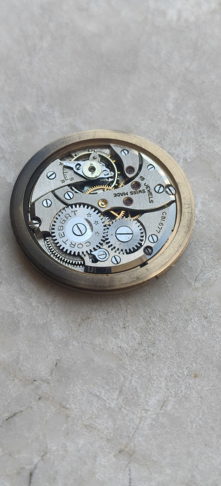 40s CORTEBERT SPIROFIX CAL 677 VINTAGE WATCH MOVEMENT MOVEMENT WATCHES BALANCE OK