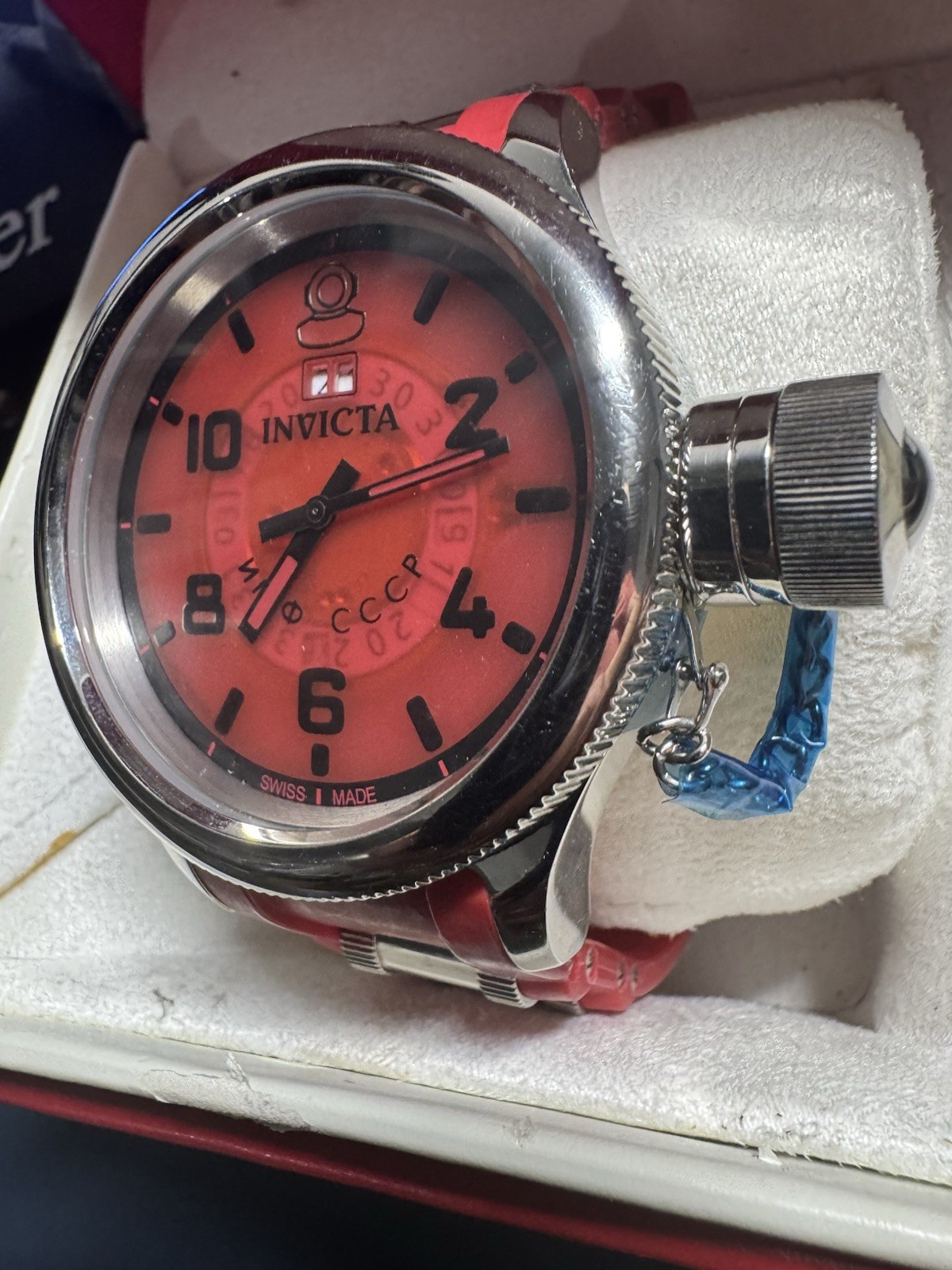 Invicta Russian Diver Quartz (4341) 100m Red/Black Dial Date Red Strap 52mm