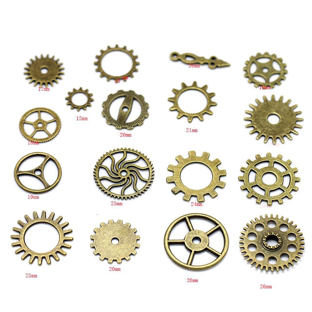 17Pcs Alloy Gear Pendant Charms Bulk for DIY Jewelry Making Golden Steampunk