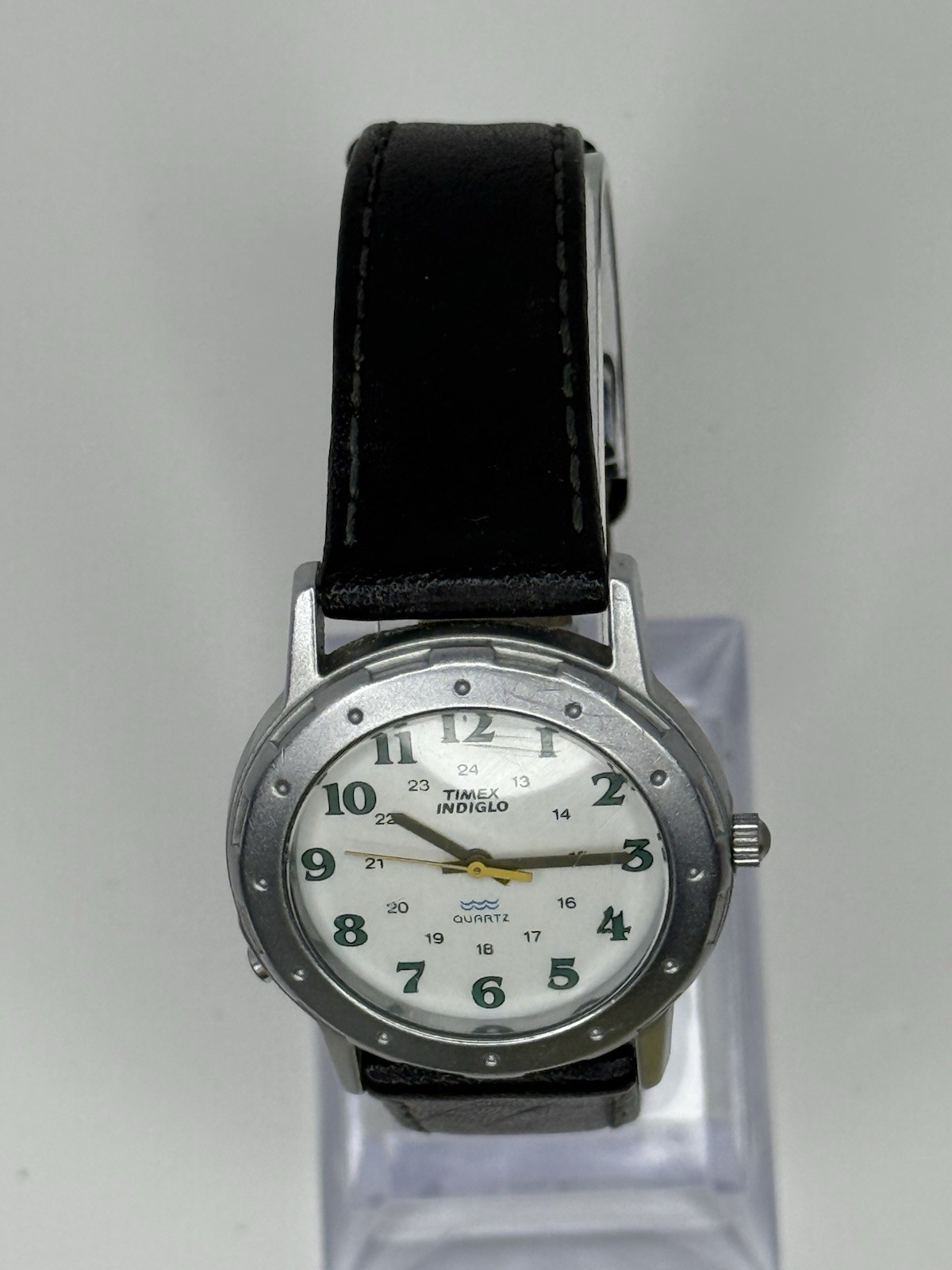 Vintage Timex Indiglo Quartz Backlit Military Style Wrist Watch 32mm 9” – Works