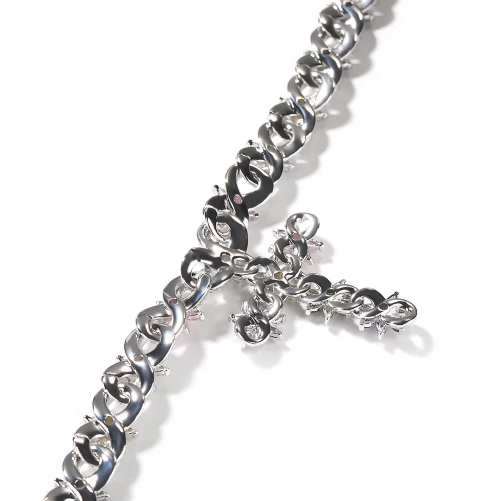 Iced Out Necklace Baguette CZ Cuban Zirconia Cross Charms