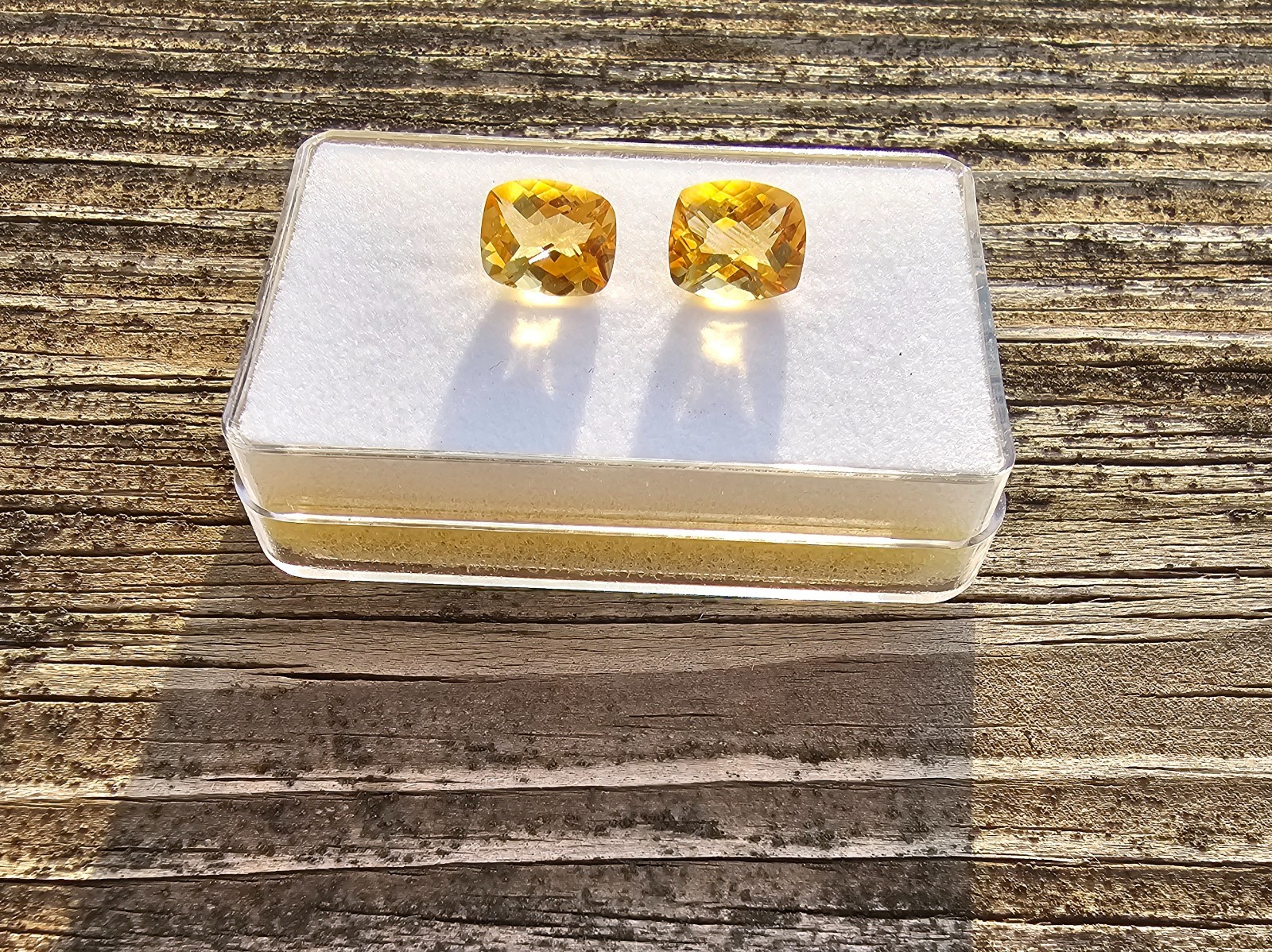 Citrine Pair Of 10.8mm Cushion Loose Stones