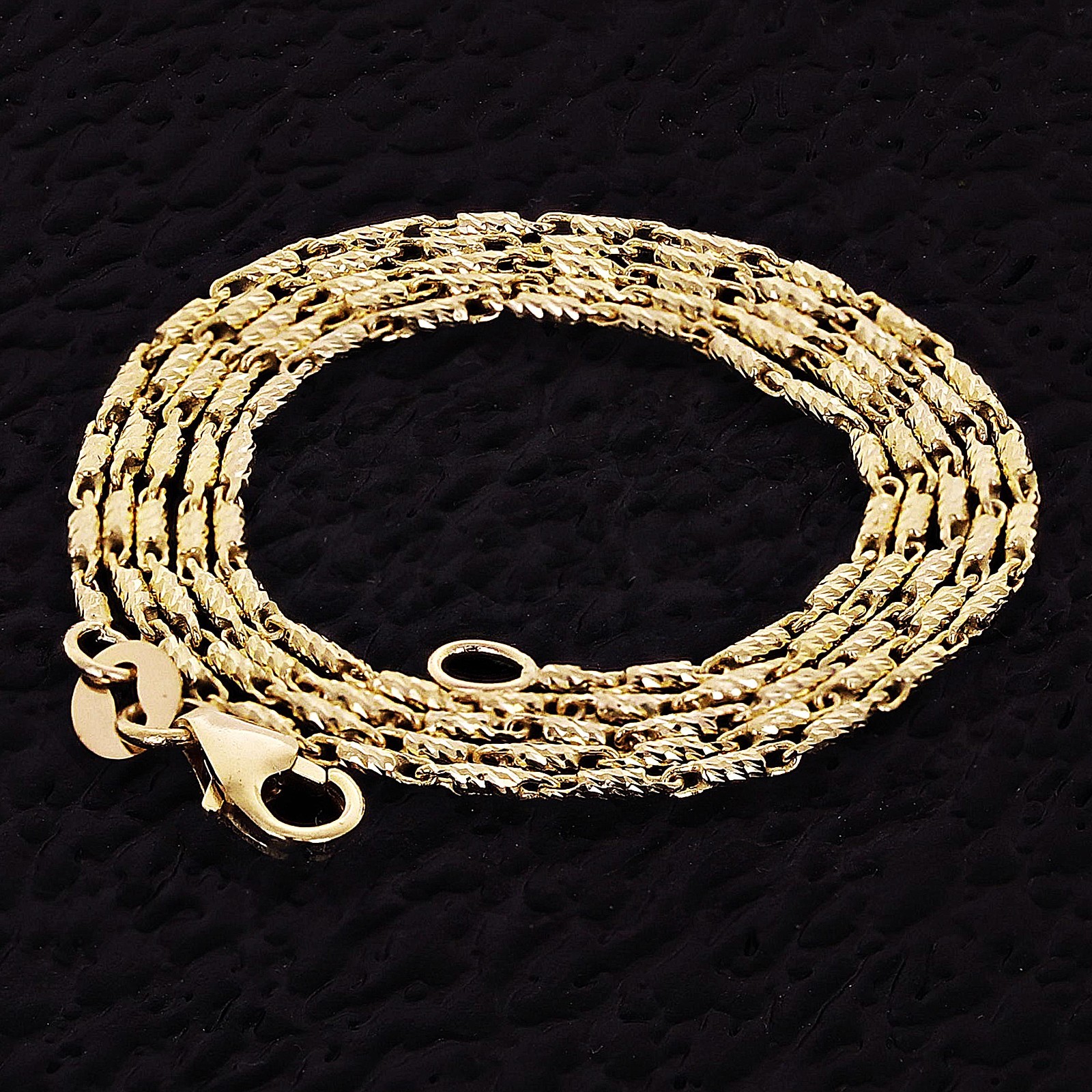 Italian 14k Yellow Gold Solid Diamond Cut Raso Chain Necklace 16″ 1.1mm 3.6grams
