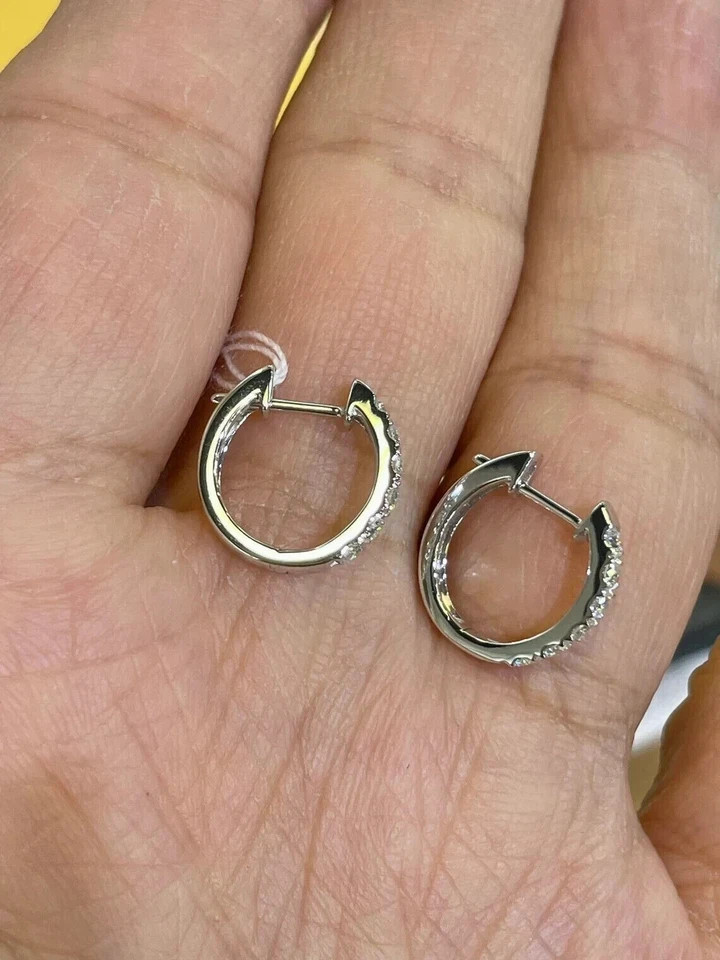 0.45Ct Lab Created Diamond Women’s Huggie Hoop Earrings 14K White Gold Plated