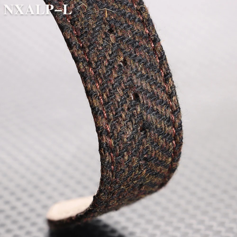 Genuine Leather Tweed Nylon Watch Strap 18mm 20mm 22mm Quick Release Band
