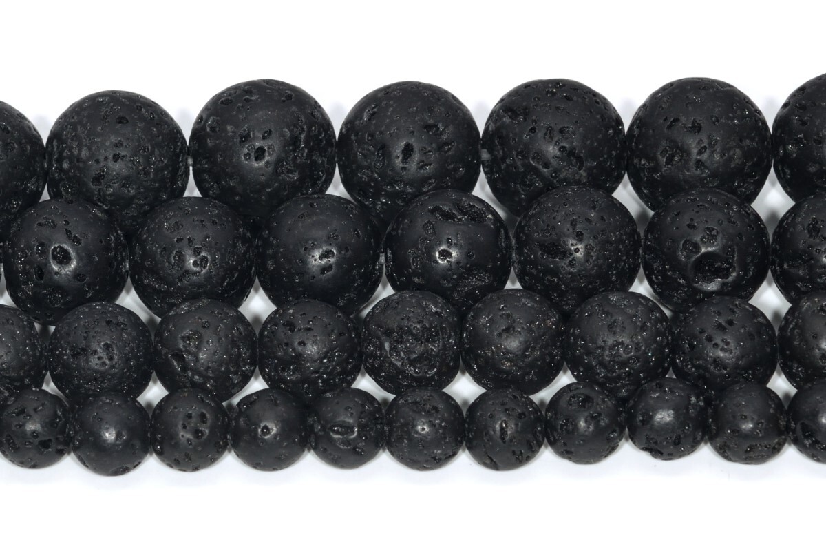 Natural Black Volcanic Lava Beads Grade AA Round Loose Beads 4/6/8/10/12MM