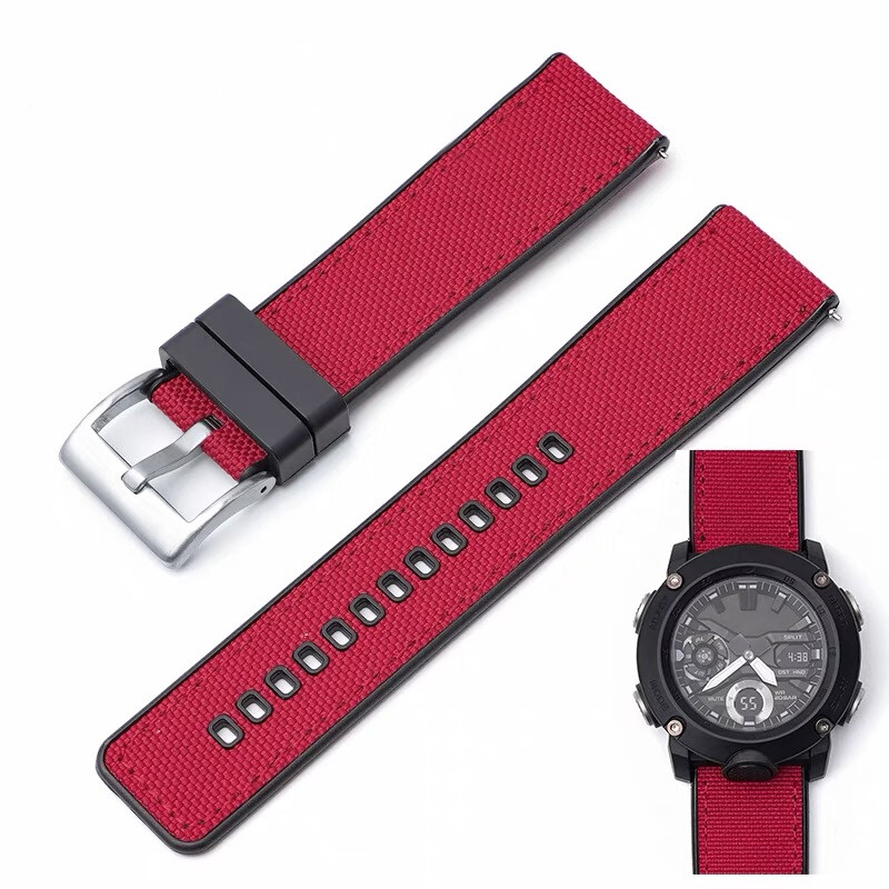 Nylon + Rubber Strap For G-SHOCK PRG-600 PRG-650 GA-2000 Watch Band Replacement