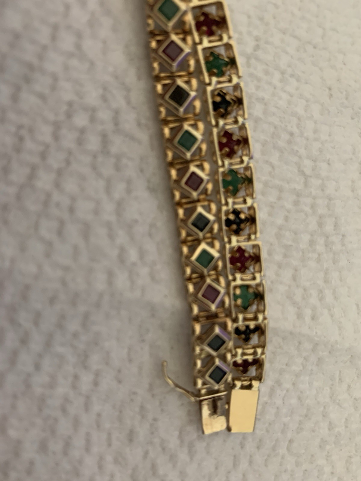 Gold Tone Tile Multi Color Bracelet 14K