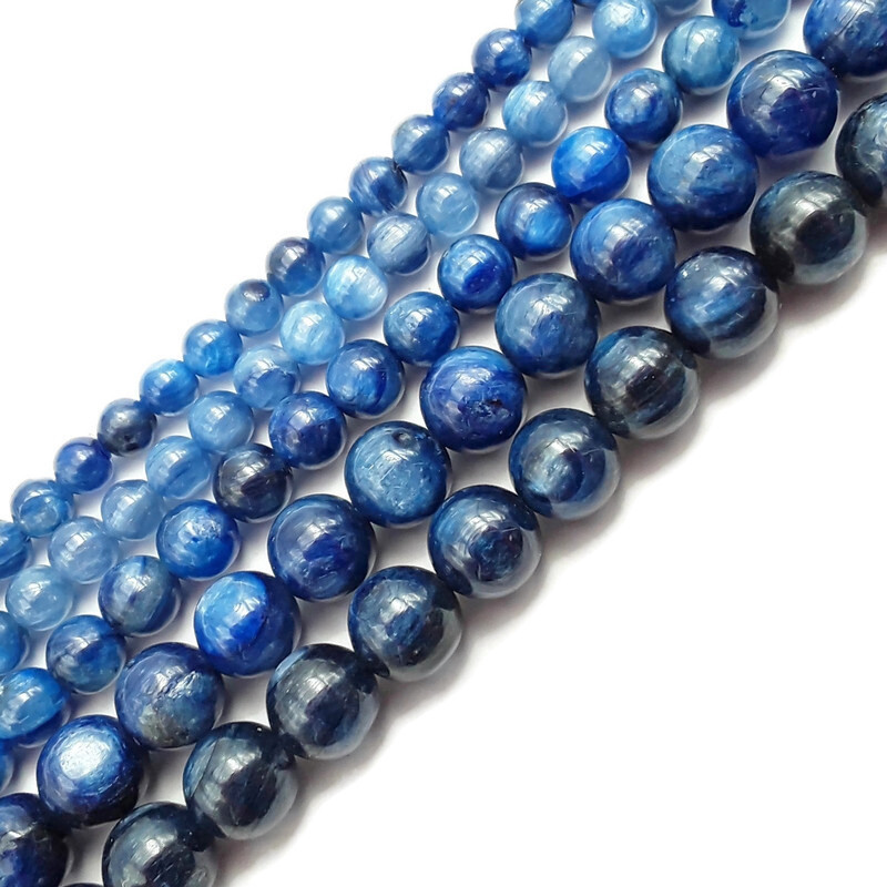 Natural Blue Kyanite Smooth Round Beads 5mm 6mm 8mm 9mm 10mm 15.5″ Strand
