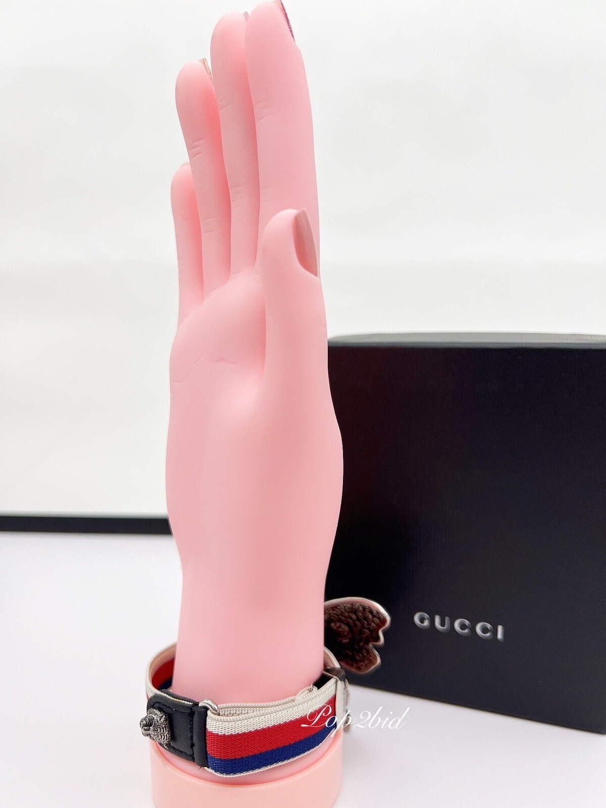 NWT 100% Authentic GUCCI Crystal Butterfly Web Strap Adjustable Bracelet