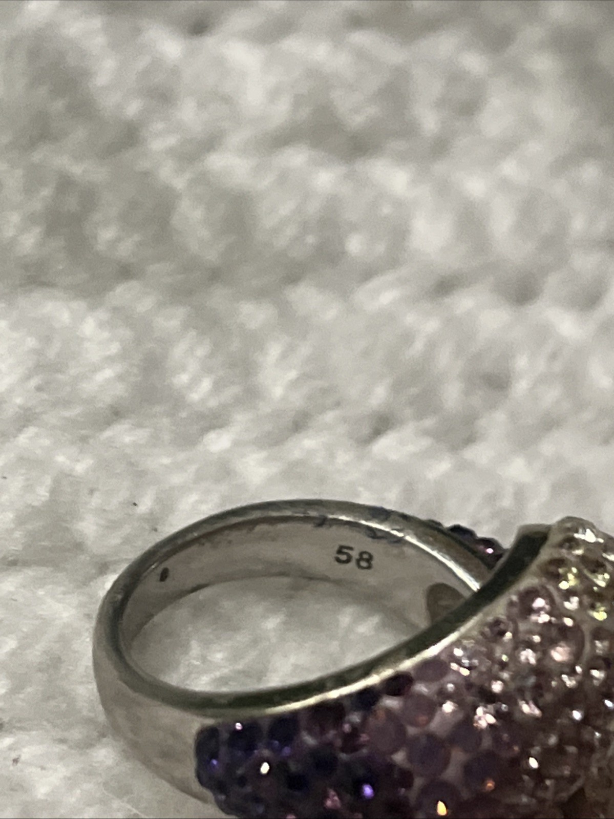 Swarovski Purple Shading Crystals & Silver Toned Wrap Around Ring Size 8