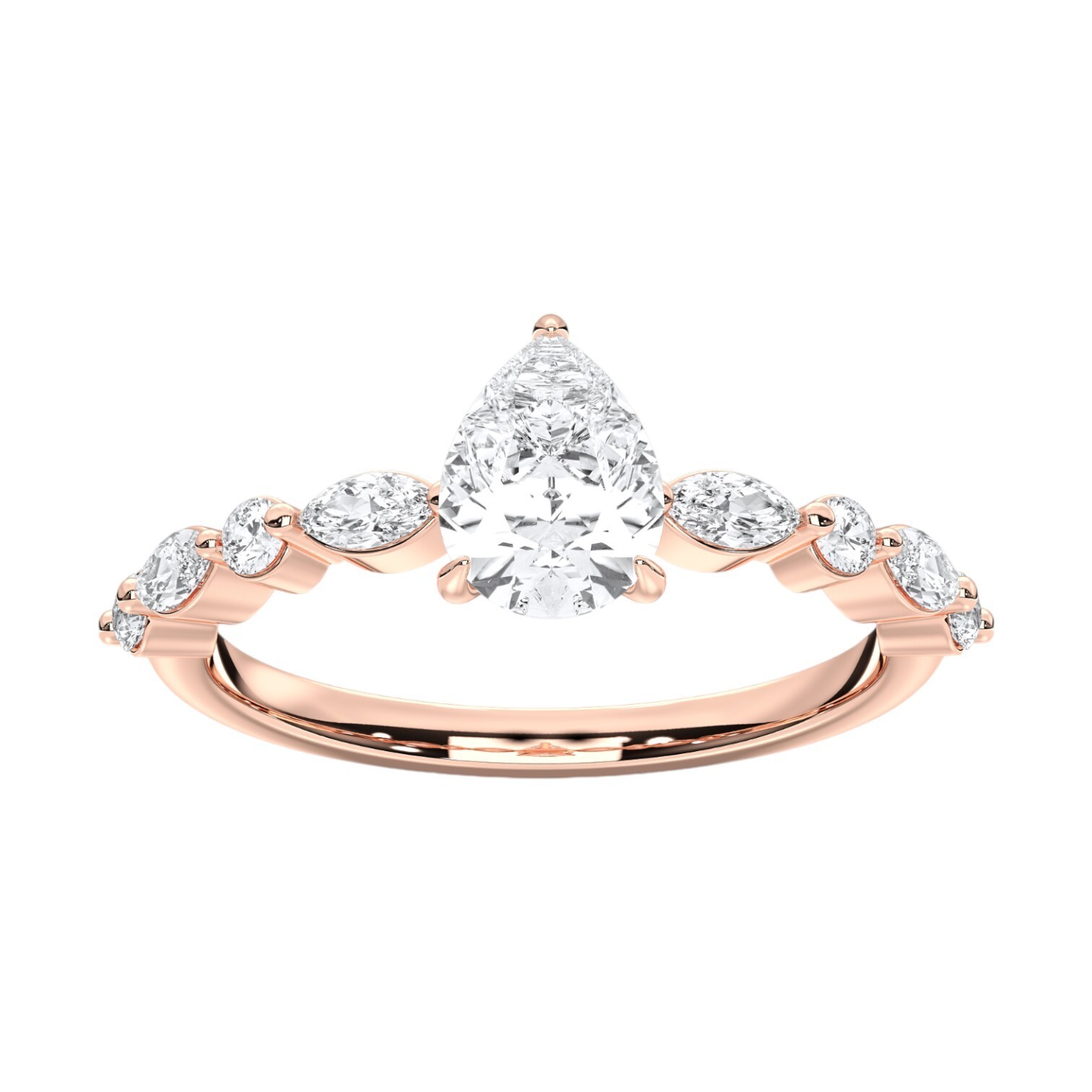 Ananta Jewels 1.35Ct Pear Cut Moissanite Engagement Ring in 10K Solid Gold Women