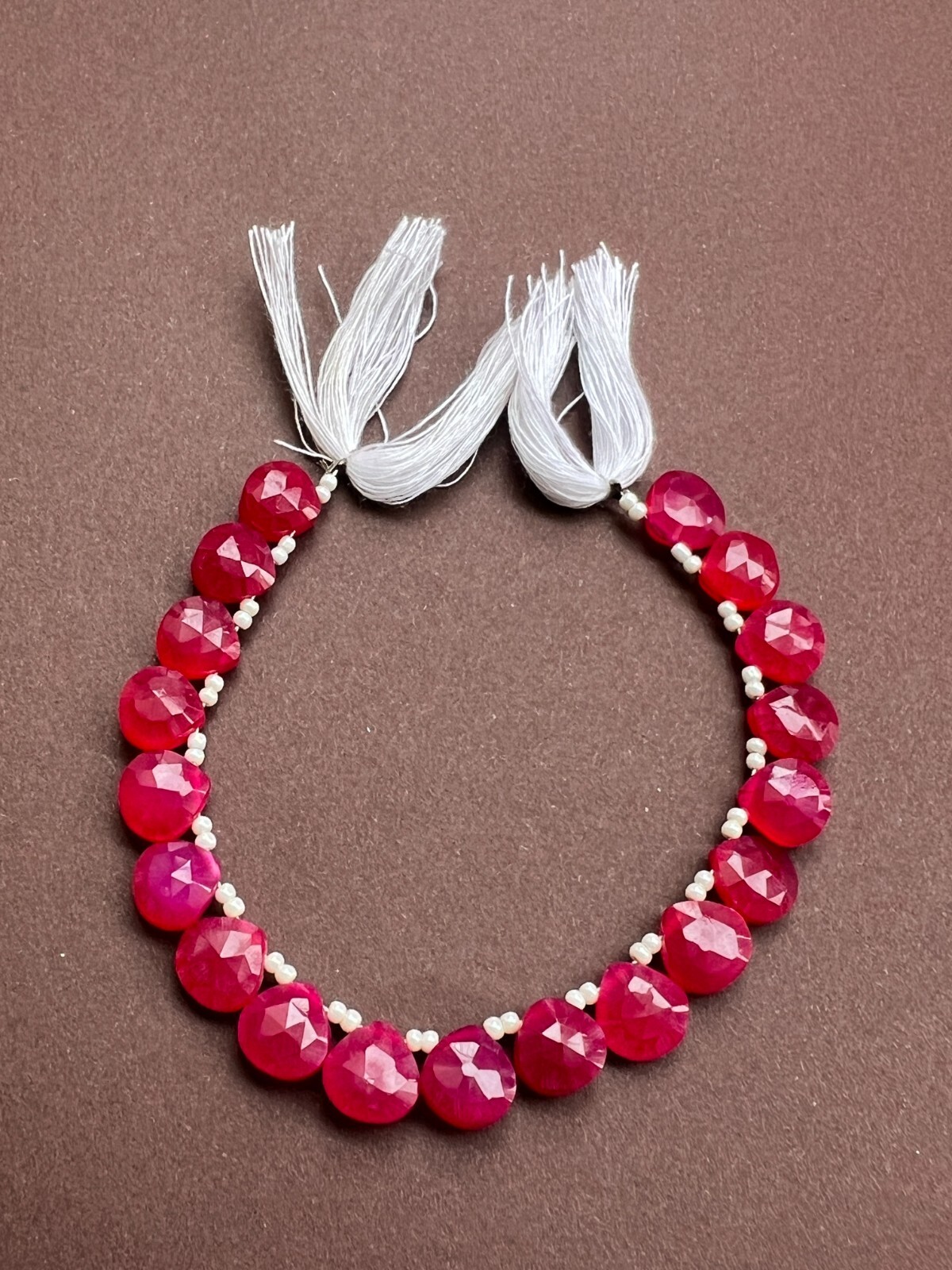 Hot Pink Chalcedony Faceted Pear Briolette Beads 1Strand 8-9mm Teardrop Gemstone