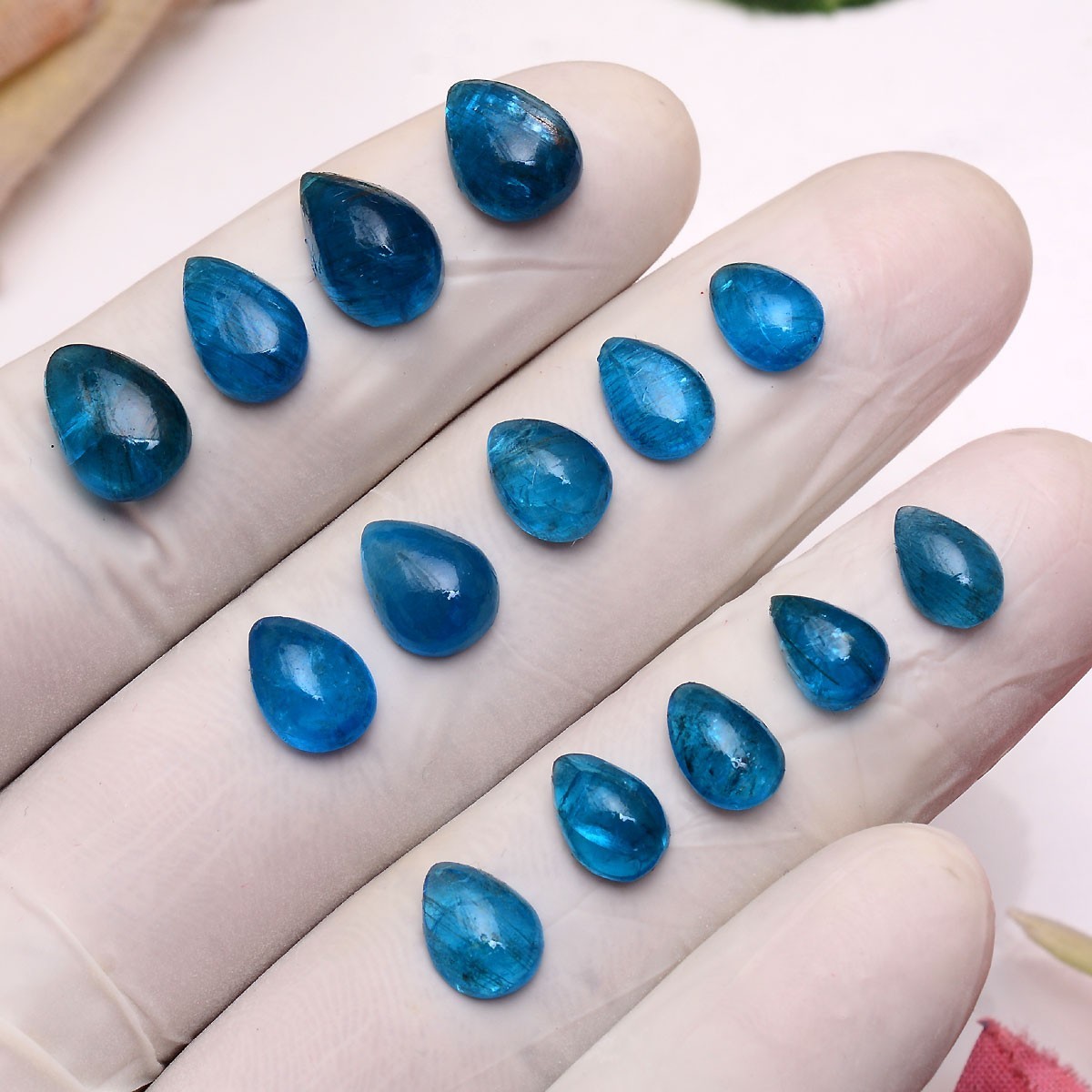 Set 14 Pcs Natural Apatite Untreated 8mm-12mm Pear Stunning Loose Gemstones Lot