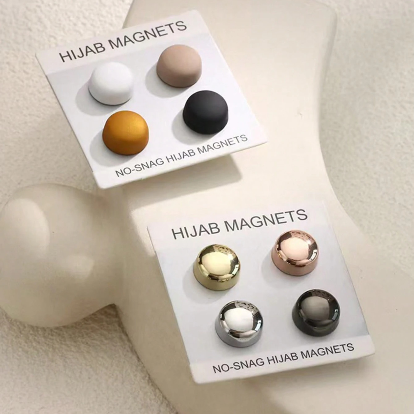 2/8pair Brooches Magnetic Classic Round Shiny Matt Stable Scarf Clips Hijab Pin