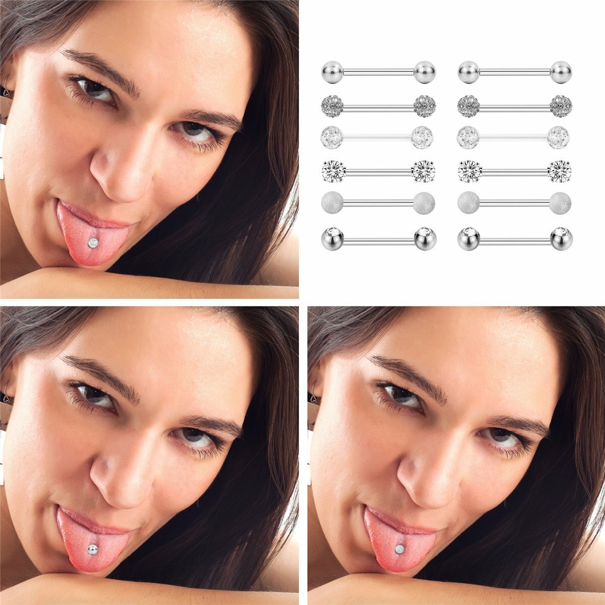 14G Nipple Rings Stainless Steel Tongue Ring Barbell Nipplerings Piercing 6Pairs