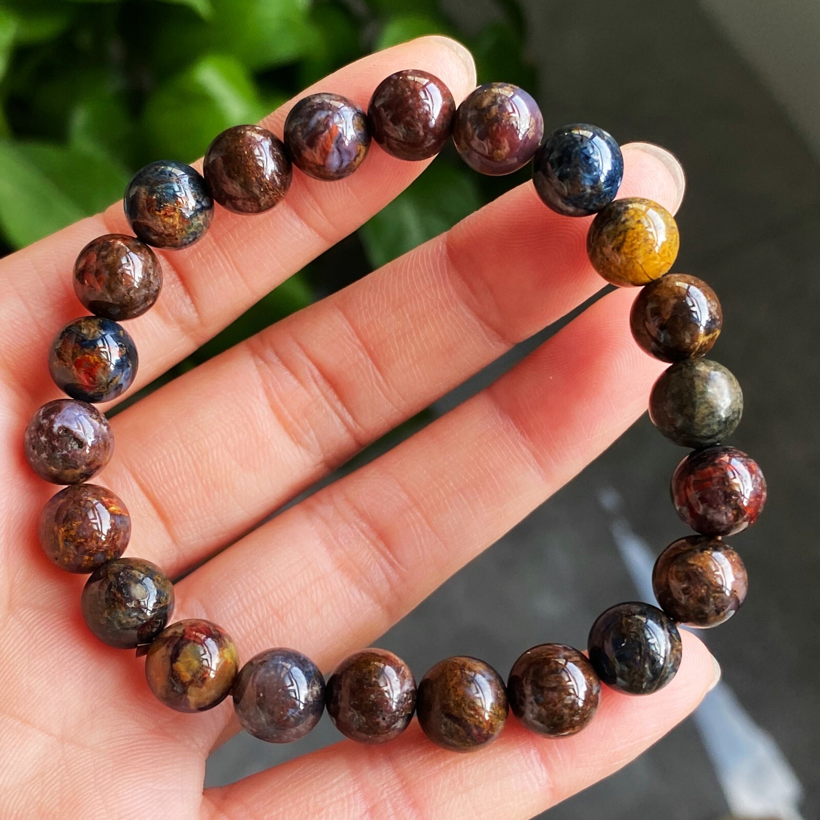 8.7mm Natural Color Pietersite Namibia Gemstone Beads Bracelet Z53