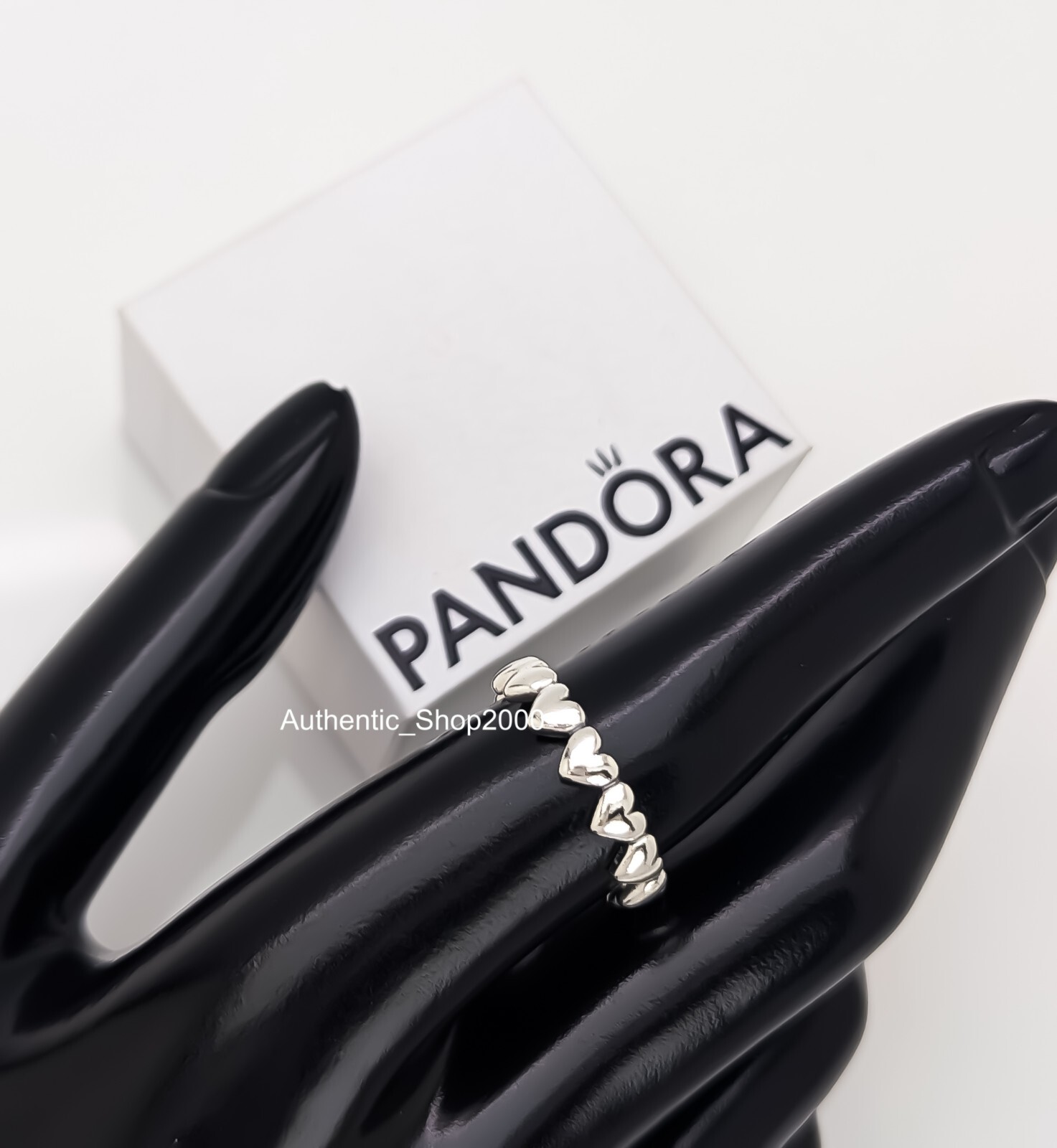 New 100% Authentic PANDORA 925 Ale Silver Be Love Row of Hearts Ring 193427C00