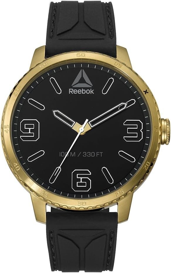 Reebok Stride Wristwatch 47mm Black/Gold Watch RD-STE-G2-S2IB-BW New