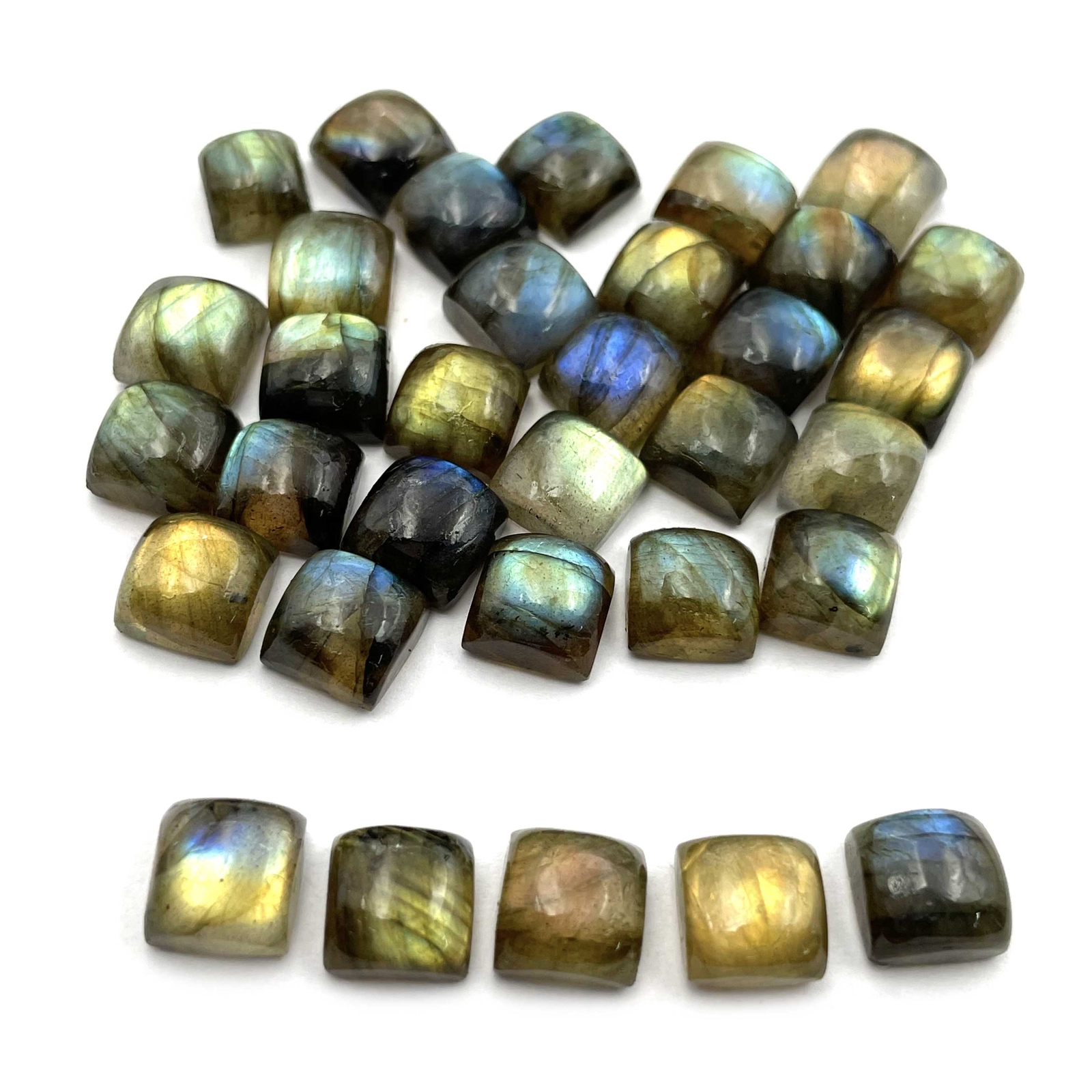 Natural Labradorite Square Loose Gemstone Cabochon Lot 39 Pcs 8 MM 120 CT