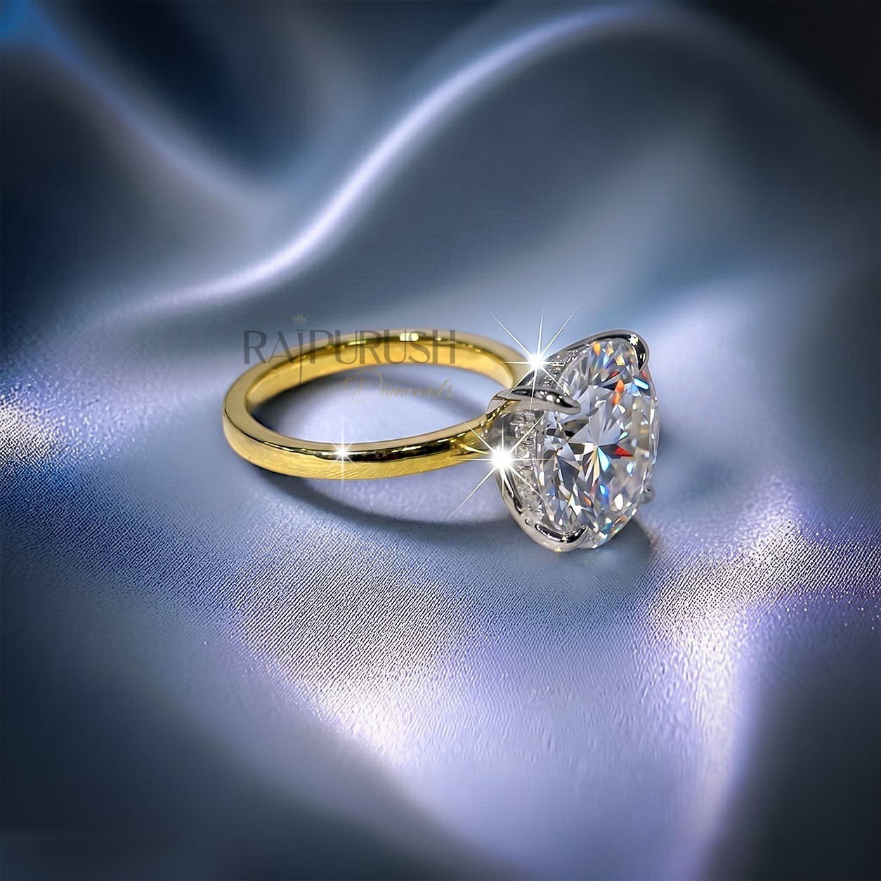 5Ct Round Moissanite Engagement Ring Hidden Halo VVS1 14K Gold Plated Silver