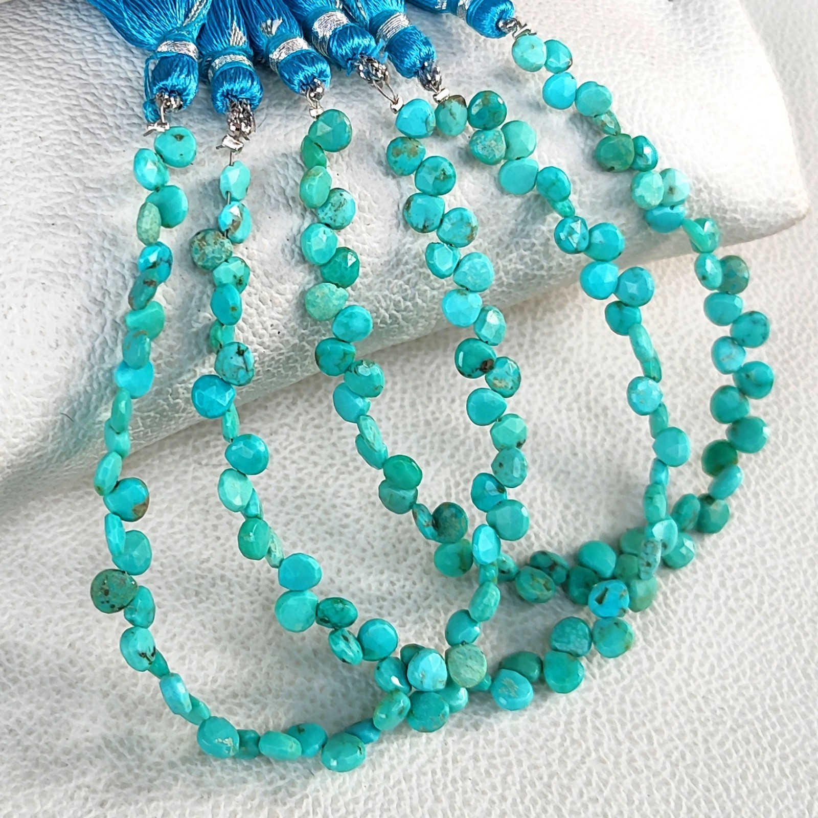 Natural Turquoise 5mm Size Faceted Heart Shape Beads 7″ Strand Genuine Gems