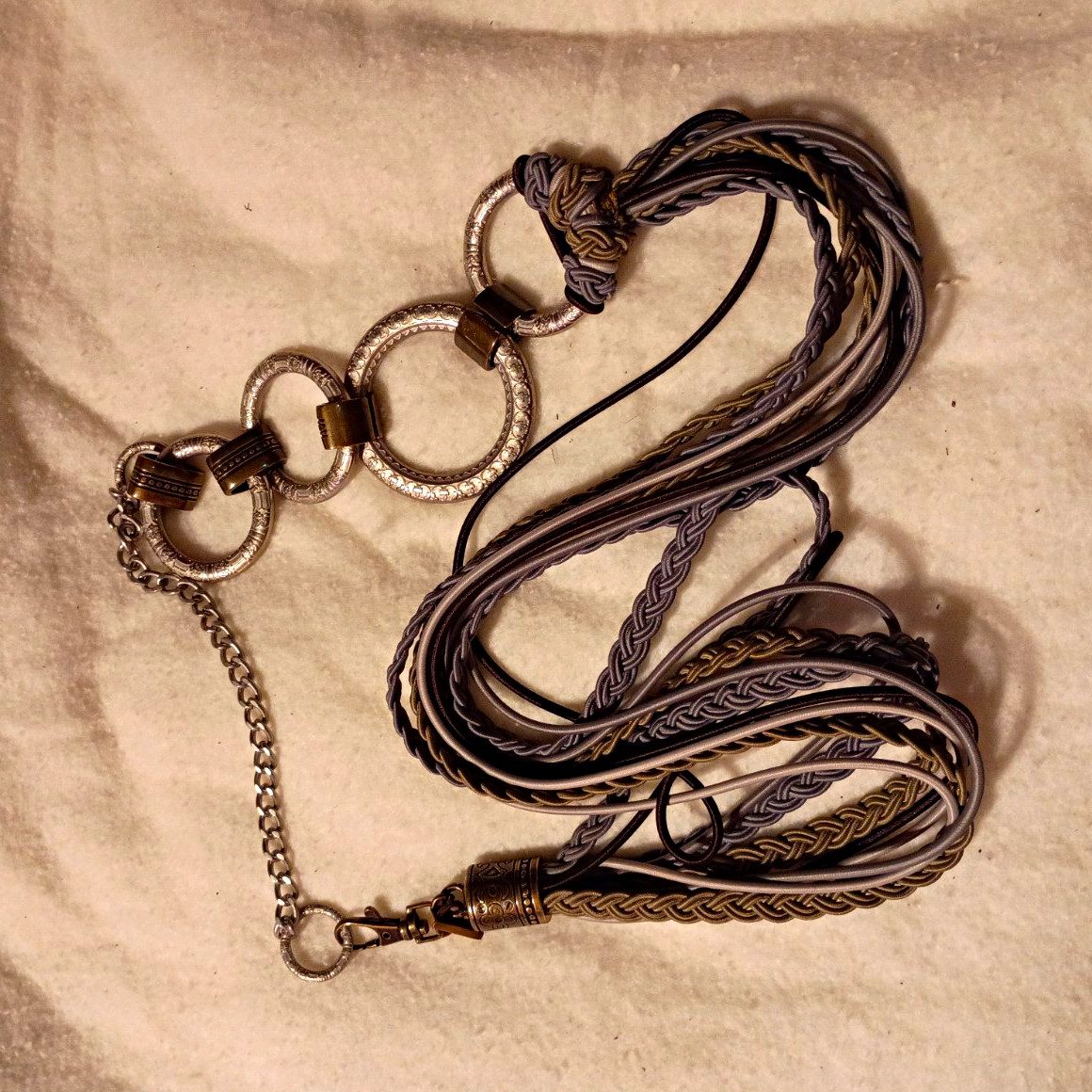 Chico’s Braided And Chained Link Belt With Tassels