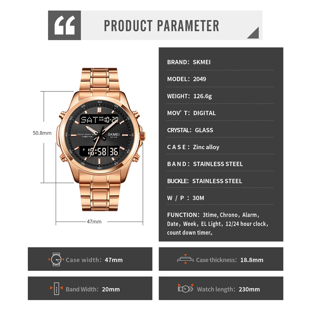 NEW Men Quartz Watch Silver Steel Digital Wristwatch Male Sport LED Watch Gifts