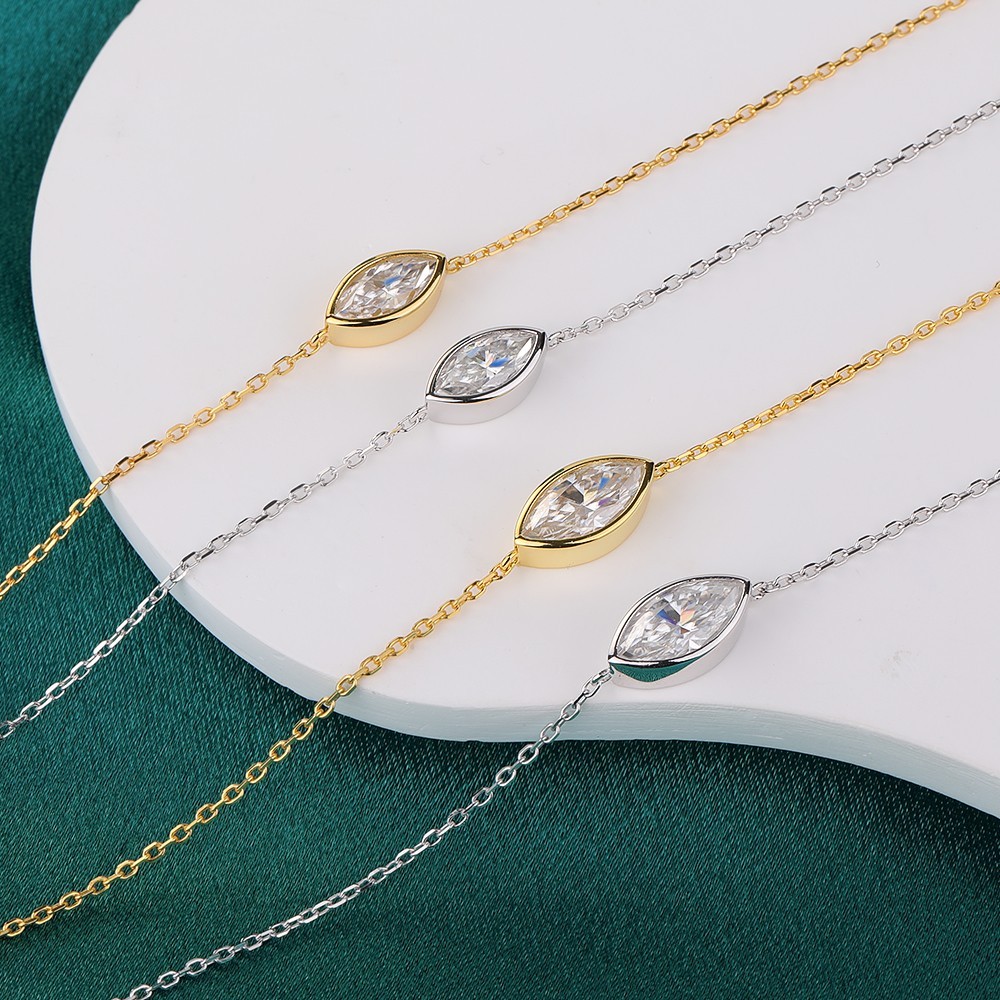1/2ct Marquise Cut Real Moissanite Bracelet Women Gift 925 Sterling Silver Chain