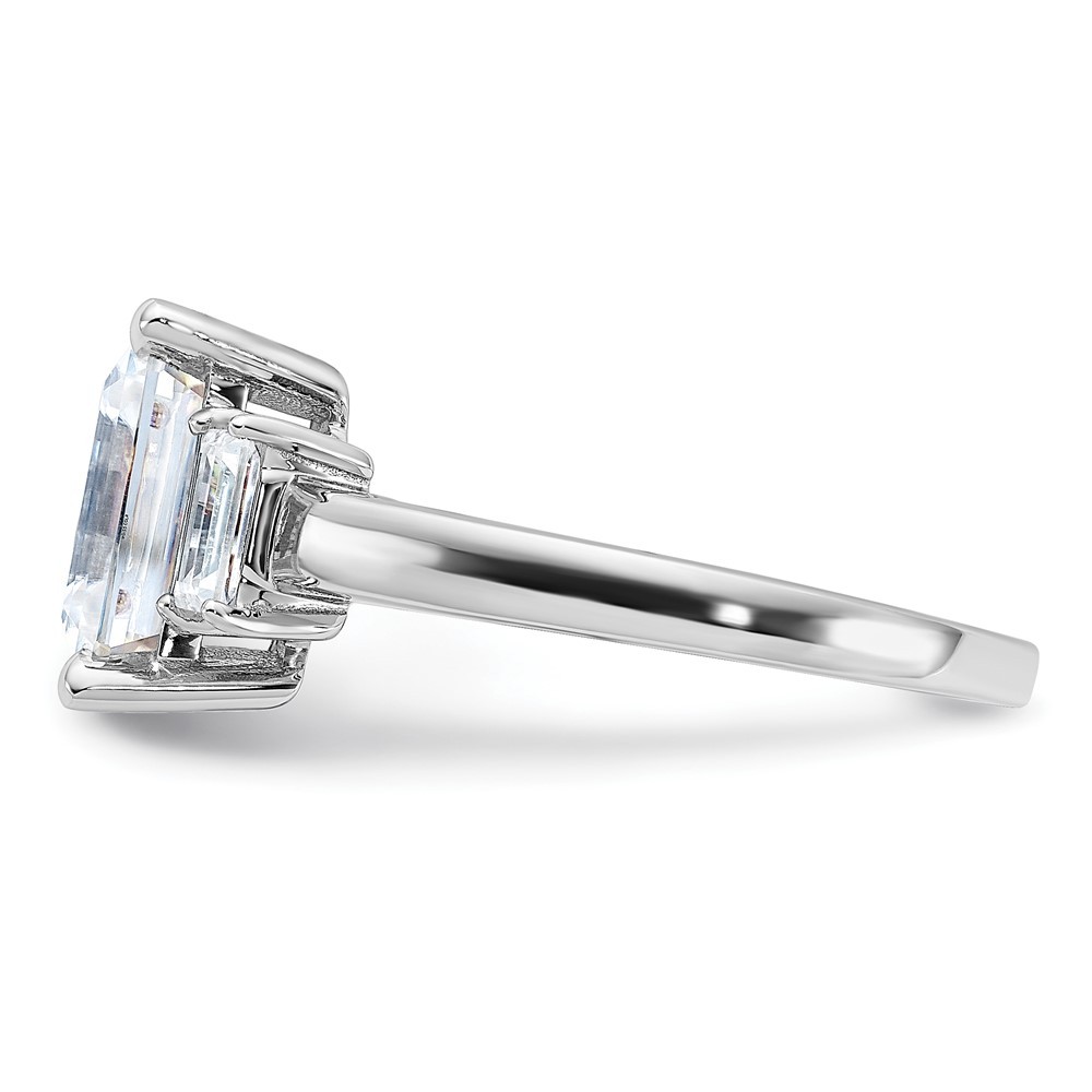 14kw 3 7/8ct. Three Stone D E F Pure Light Moissanite Engagement Ring
