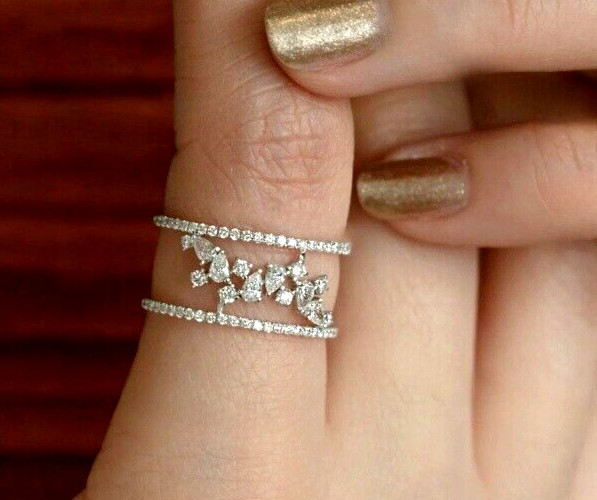 925 silver Wrap Fashion Simulated Diamond Statement Cocktail ring Wedding Band