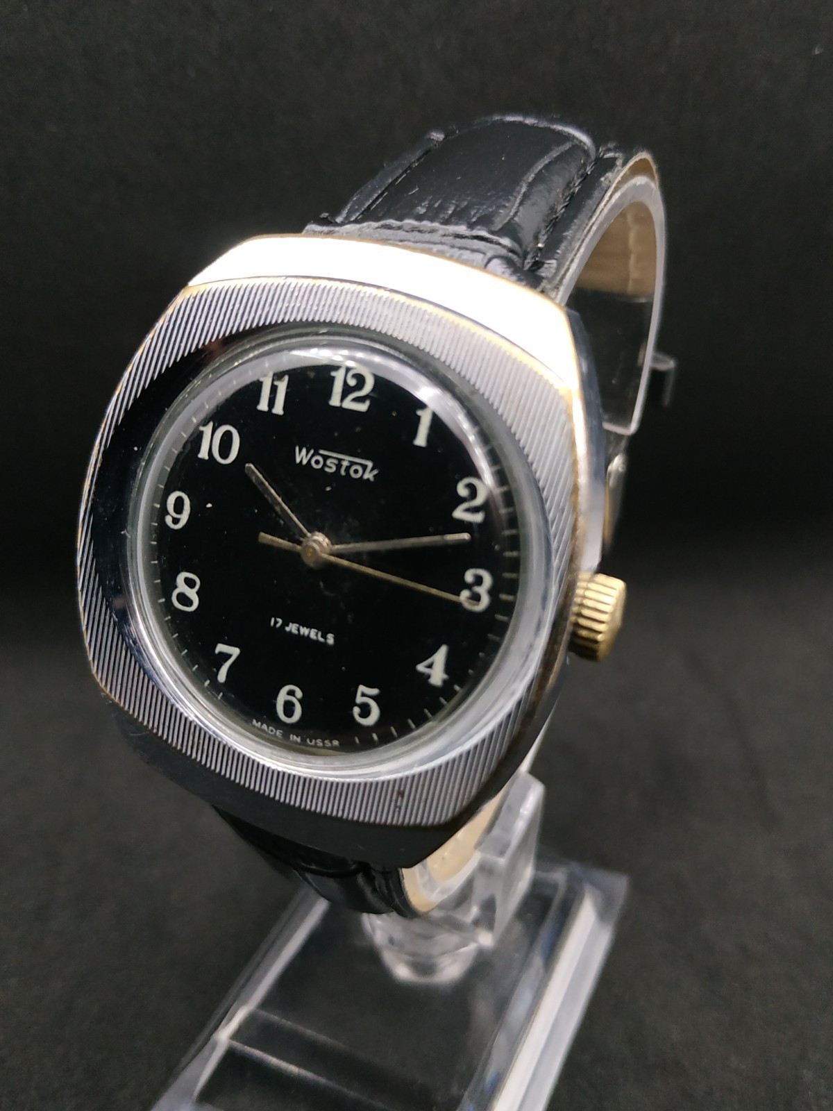 Men’s Dress Watch Wostok Vintage USSR Mechanical 2409A Retro Vostok Black Soviet