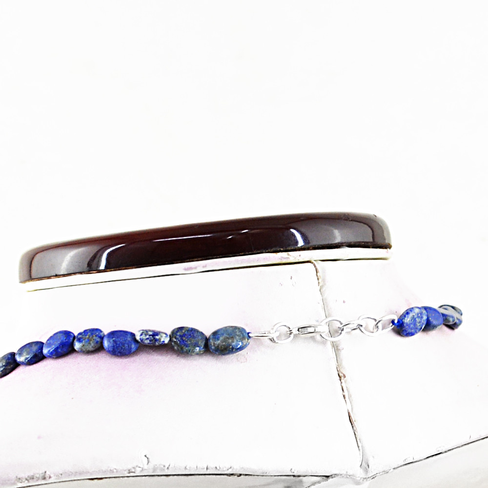 100.00 Cts Natural Single Strand Blue Lapis Lazuli Untreated Beads Necklace